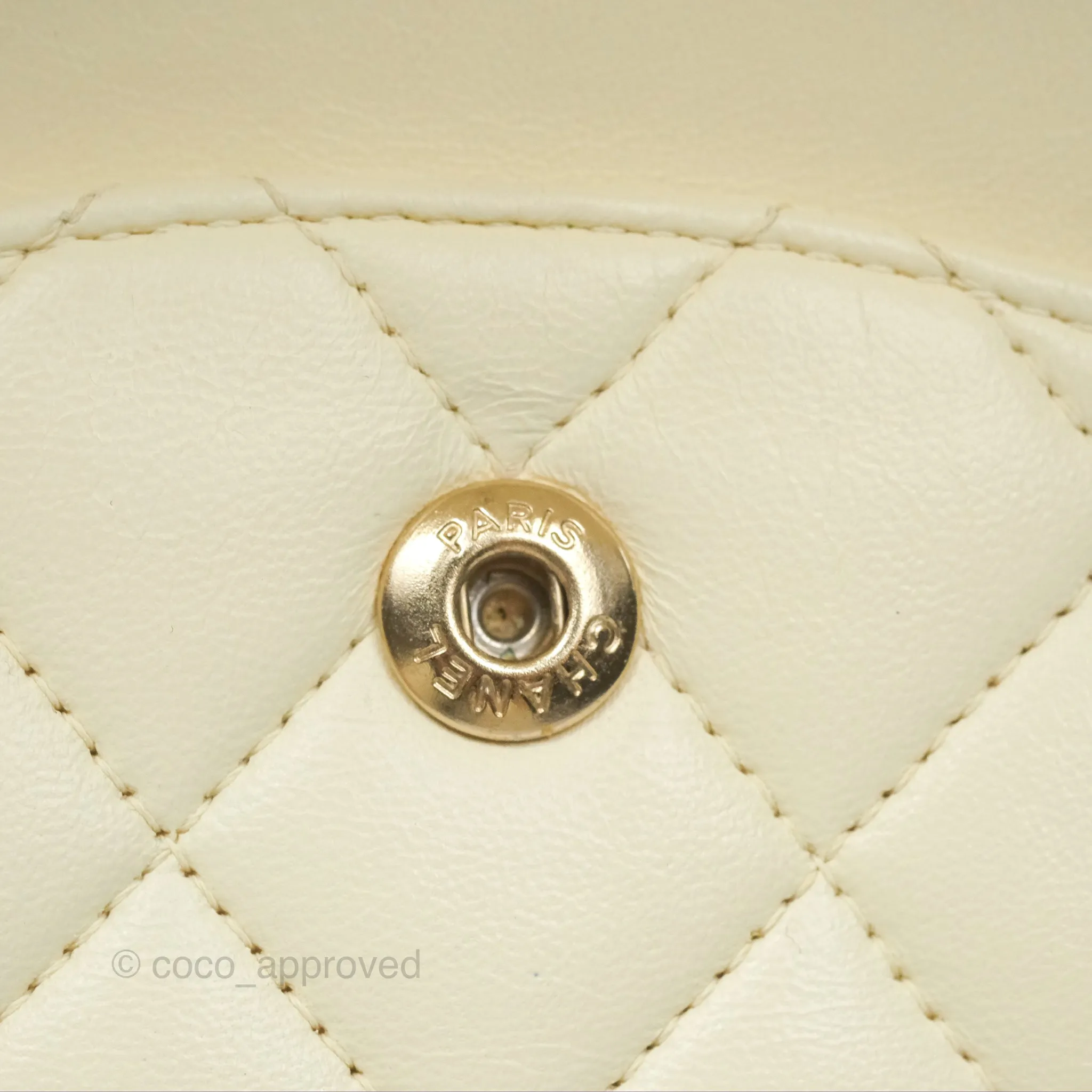Chanel Medium Classic Flap Quilted Pale Yellow Lambskin Gold Hardware