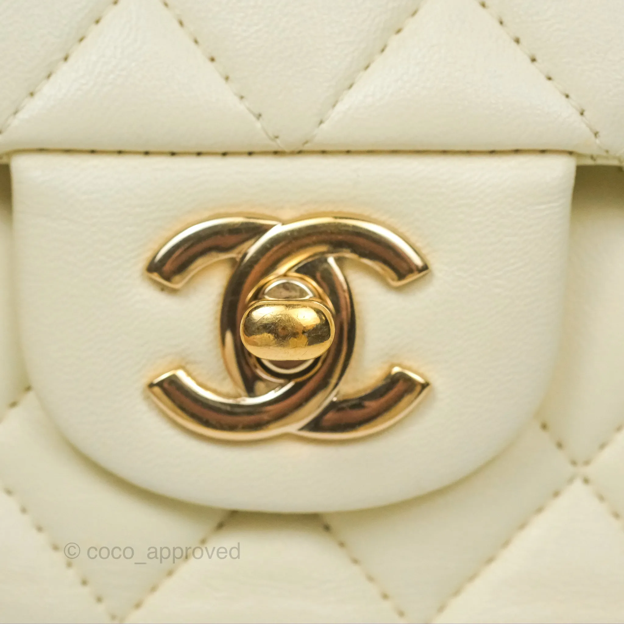 Chanel Medium Classic Flap Quilted Pale Yellow Lambskin Gold Hardware