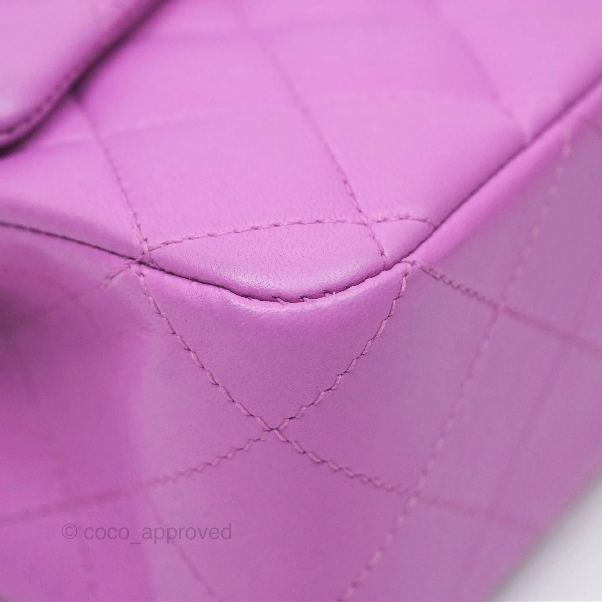 Chanel Medium Classic Flap Quilted Purple Lambskin Silver Hardware