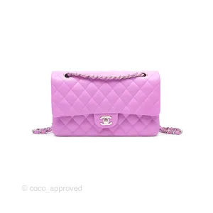 Chanel Medium Classic Flap Quilted Purple Lambskin Silver Hardware