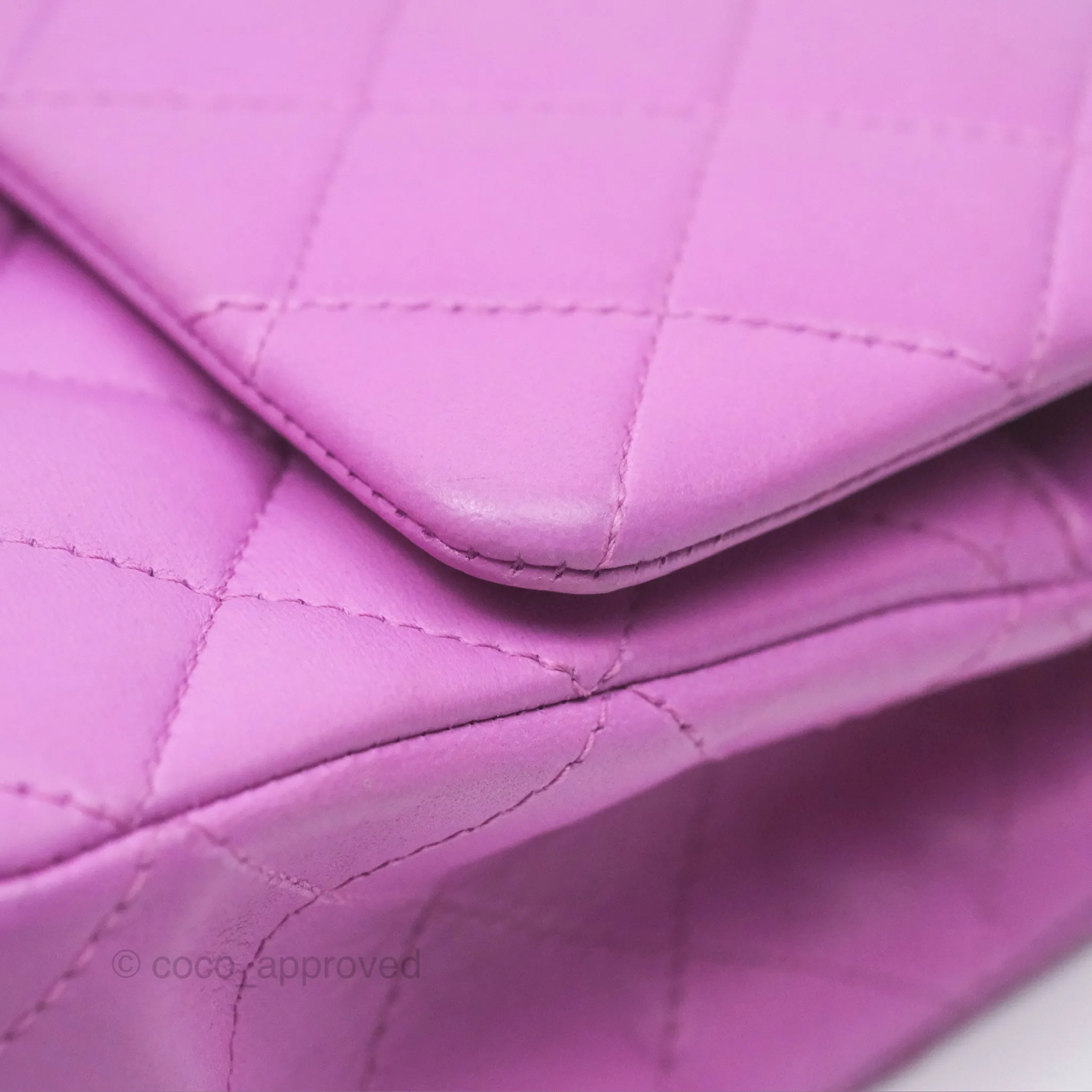 Chanel Medium Classic Flap Quilted Purple Lambskin Silver Hardware