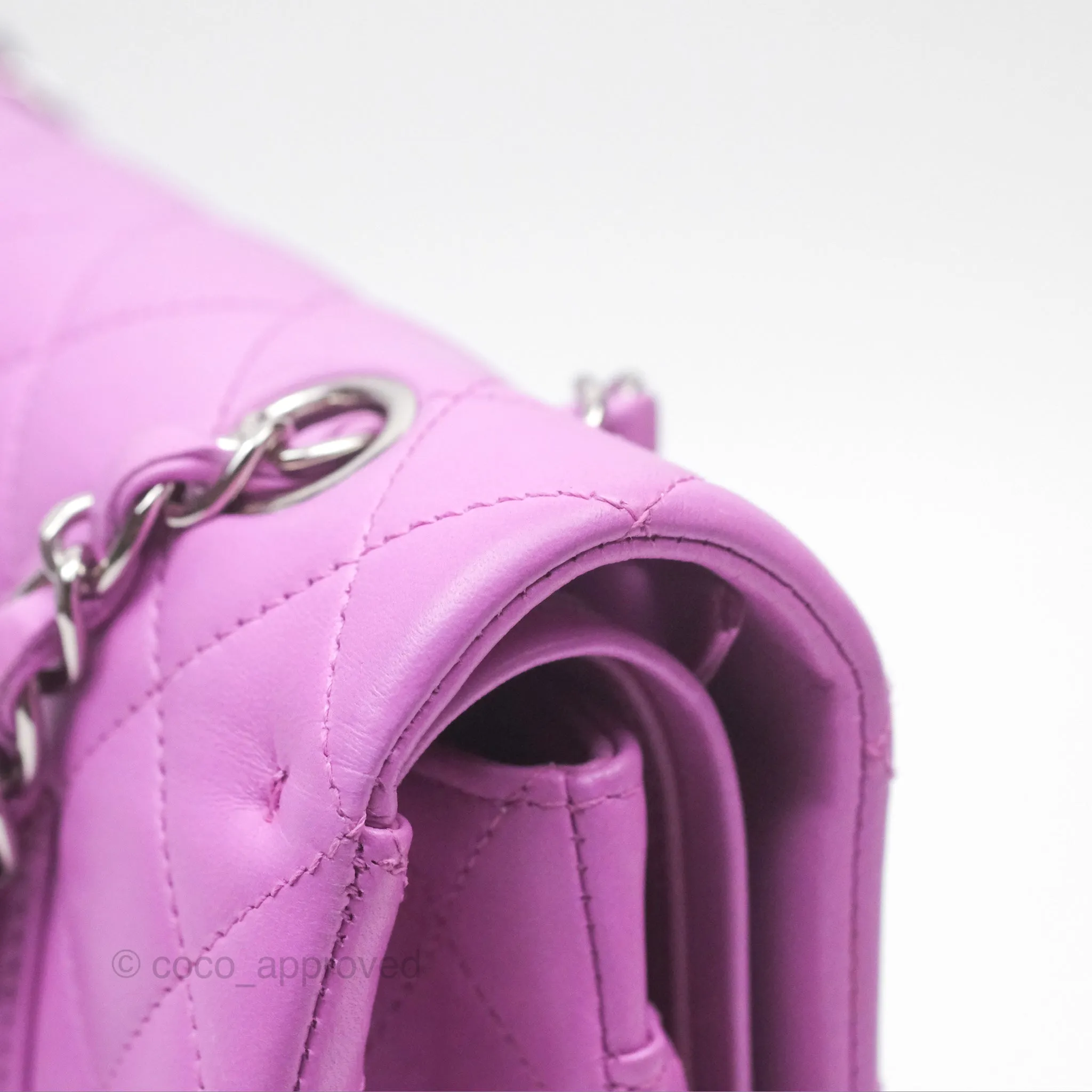 Chanel Medium Classic Flap Quilted Purple Lambskin Silver Hardware