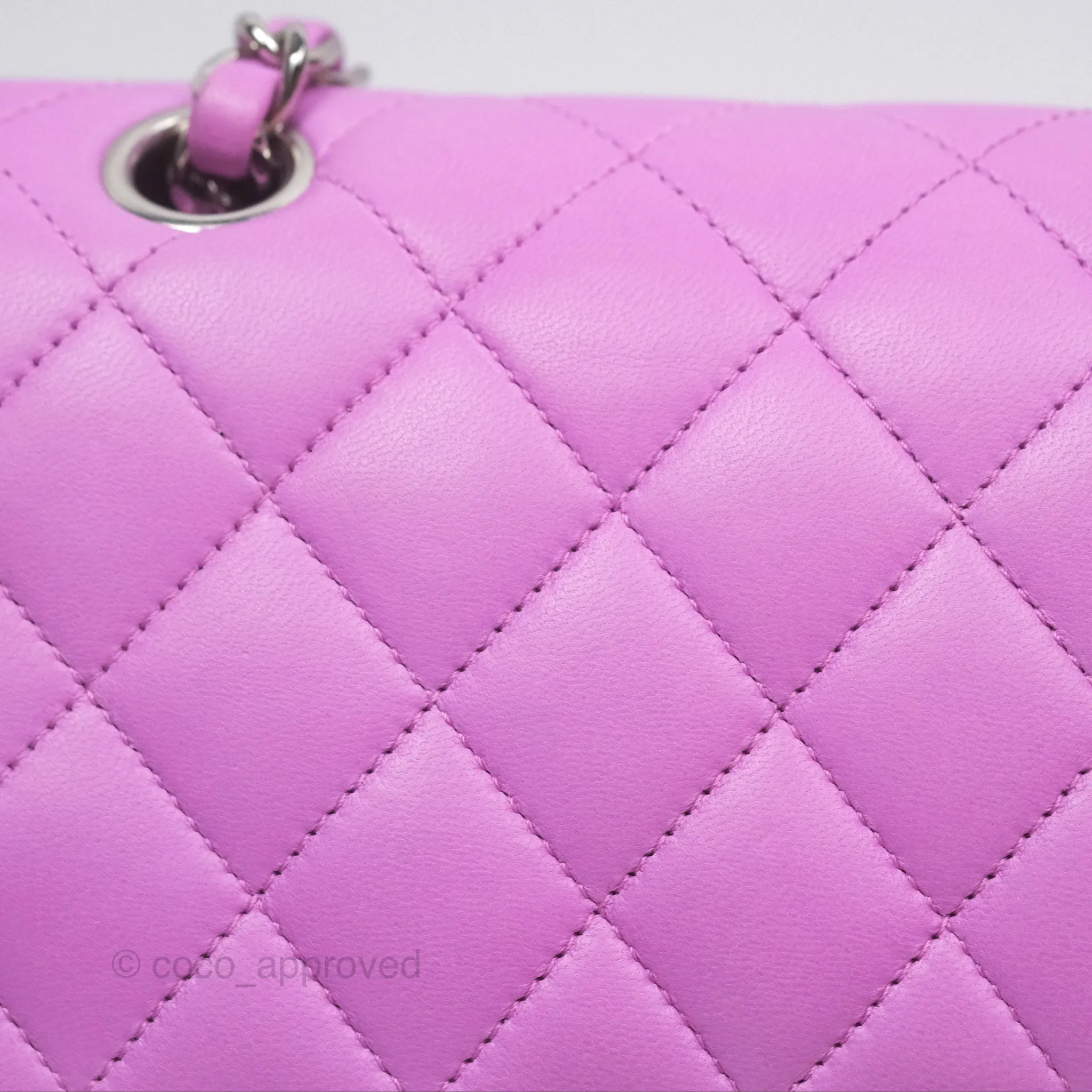 Chanel Medium Classic Flap Quilted Purple Lambskin Silver Hardware