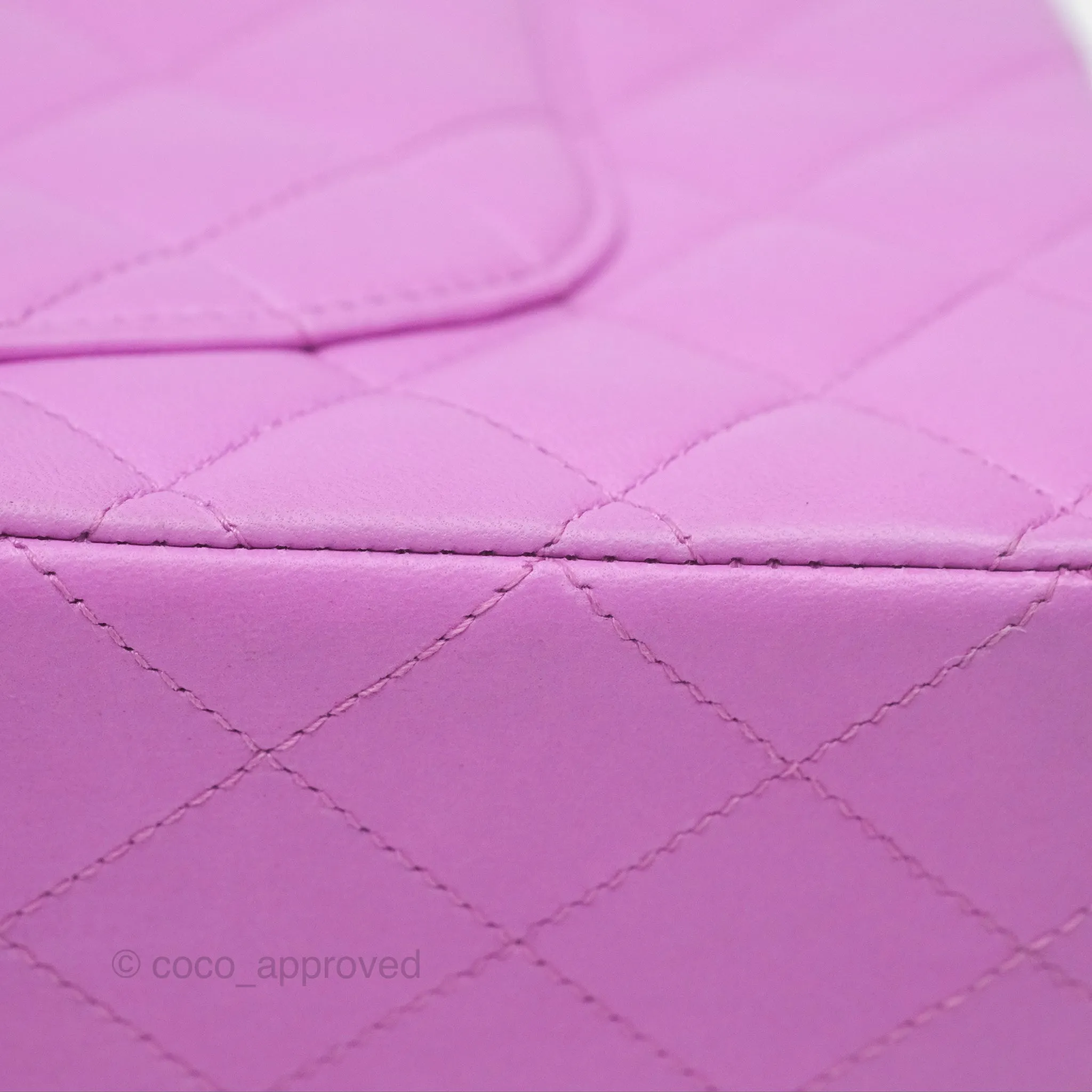 Chanel Medium Classic Flap Quilted Purple Lambskin Silver Hardware