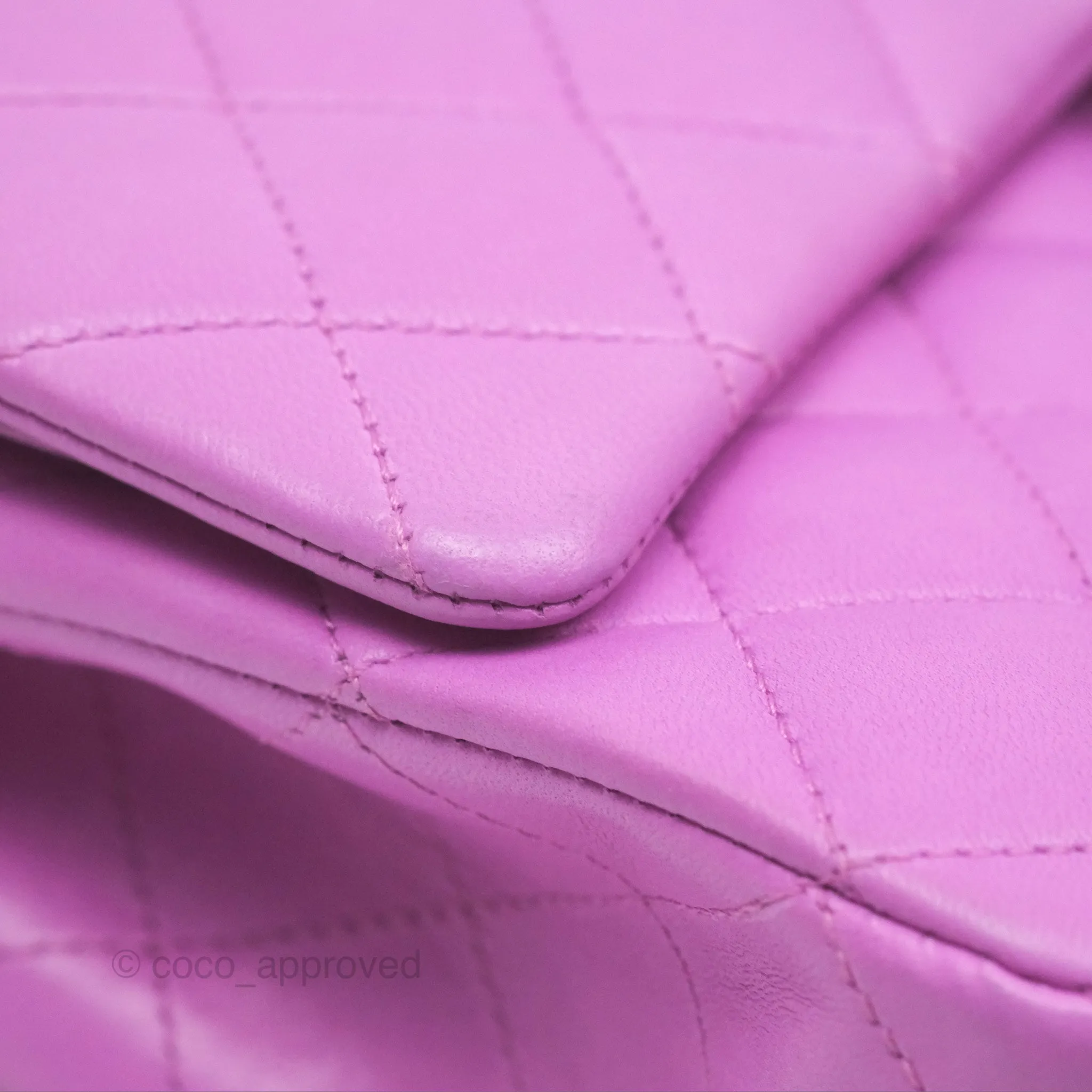 Chanel Medium Classic Flap Quilted Purple Lambskin Silver Hardware