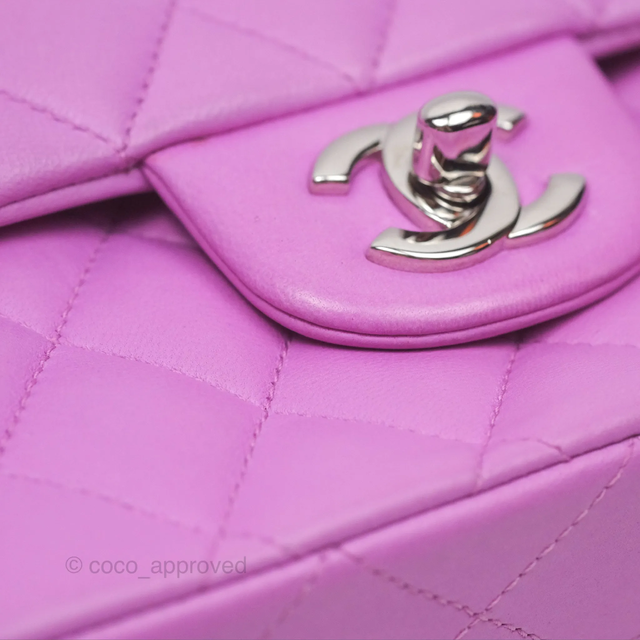 Chanel Medium Classic Flap Quilted Purple Lambskin Silver Hardware