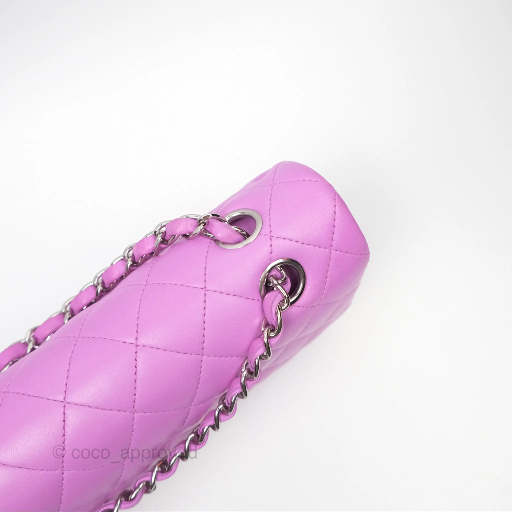 Chanel Medium Classic Flap Quilted Purple Lambskin Silver Hardware