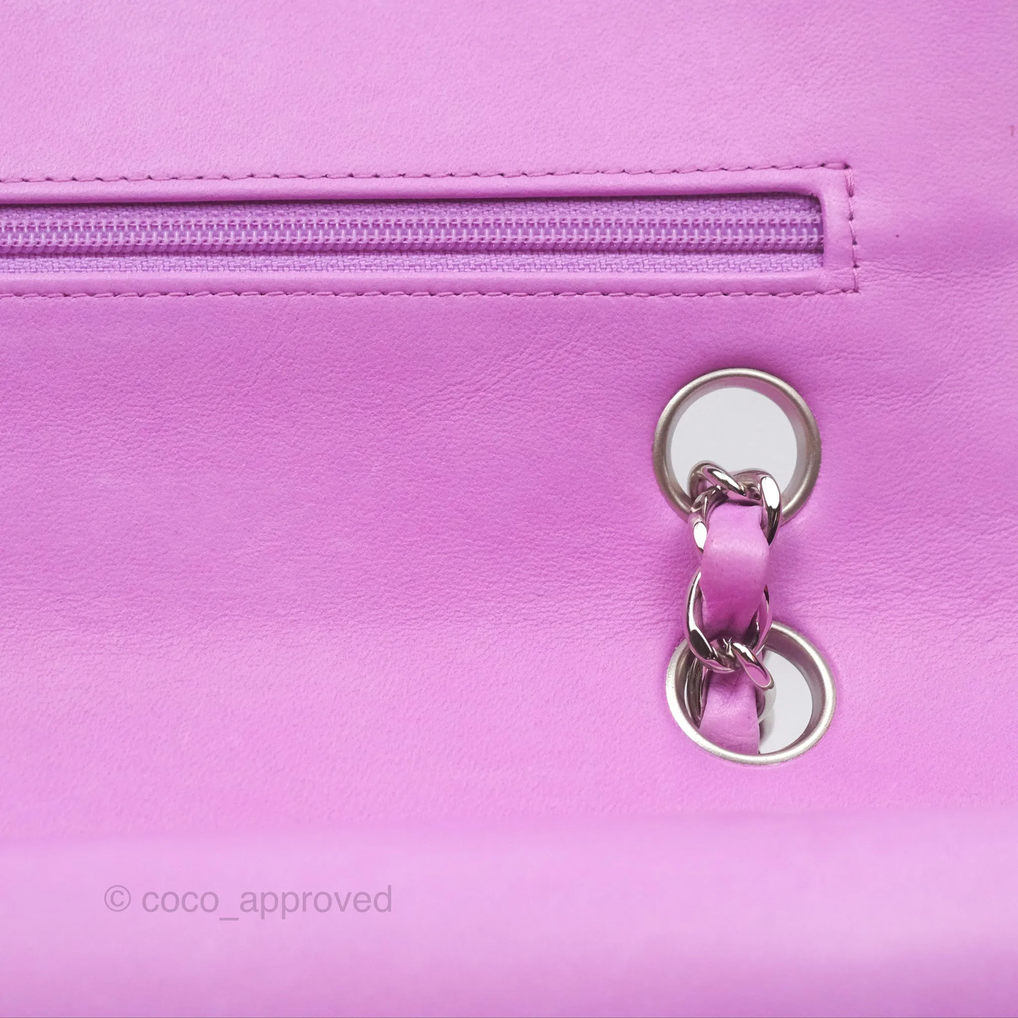 Chanel Medium Classic Flap Quilted Purple Lambskin Silver Hardware
