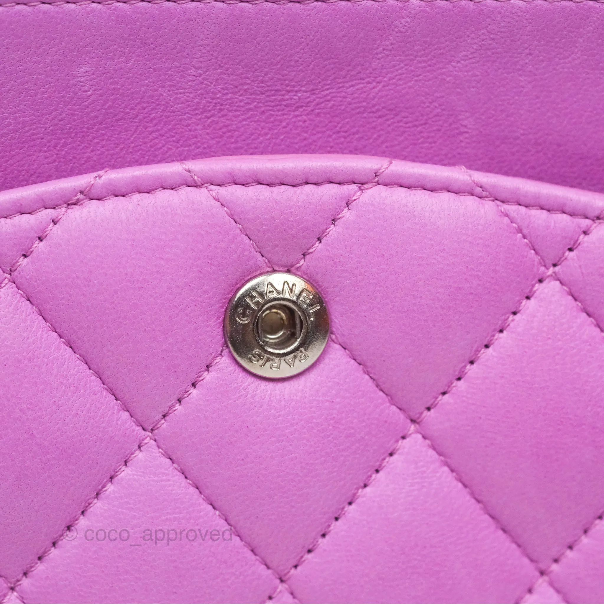 Chanel Medium Classic Flap Quilted Purple Lambskin Silver Hardware