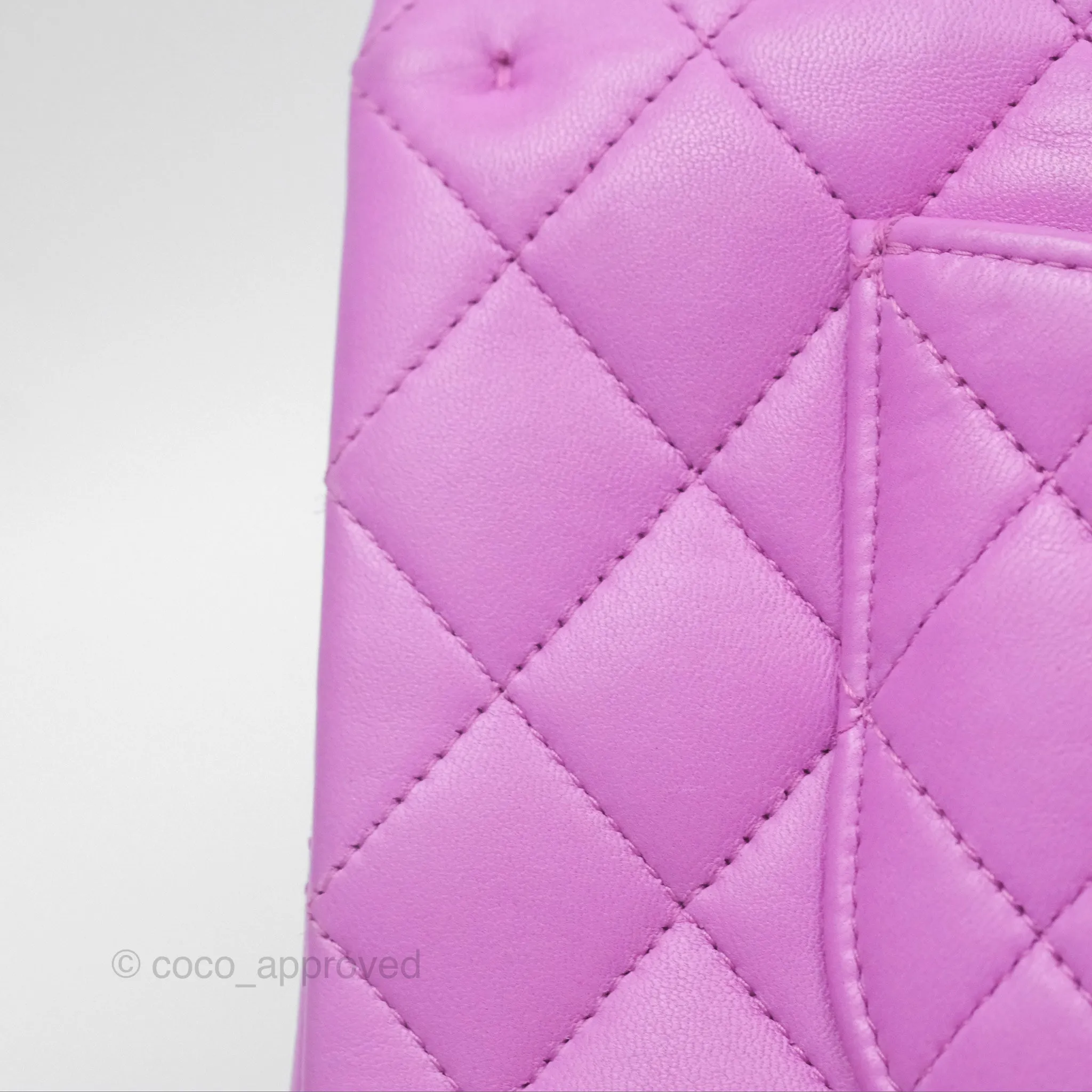 Chanel Medium Classic Flap Quilted Purple Lambskin Silver Hardware