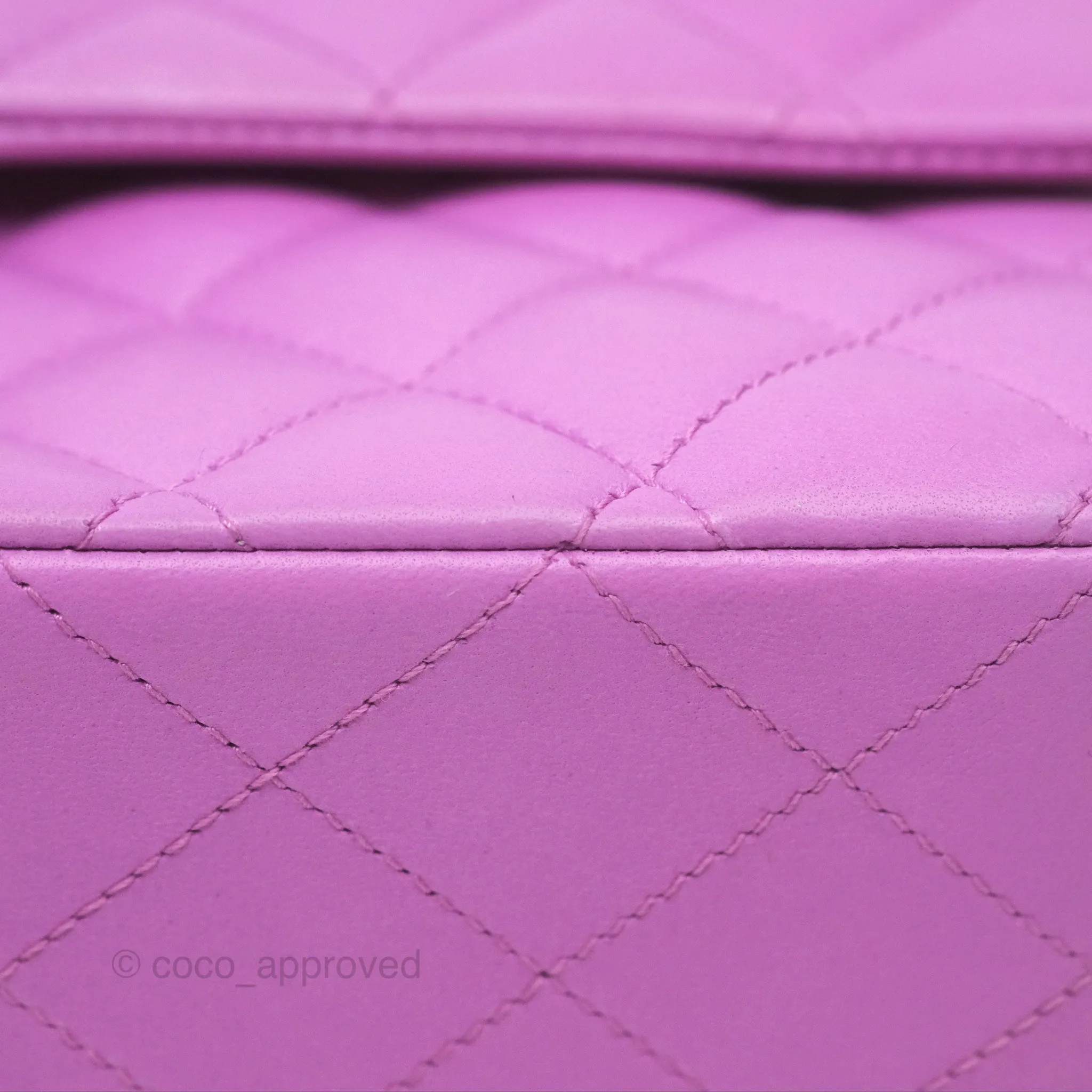 Chanel Medium Classic Flap Quilted Purple Lambskin Silver Hardware