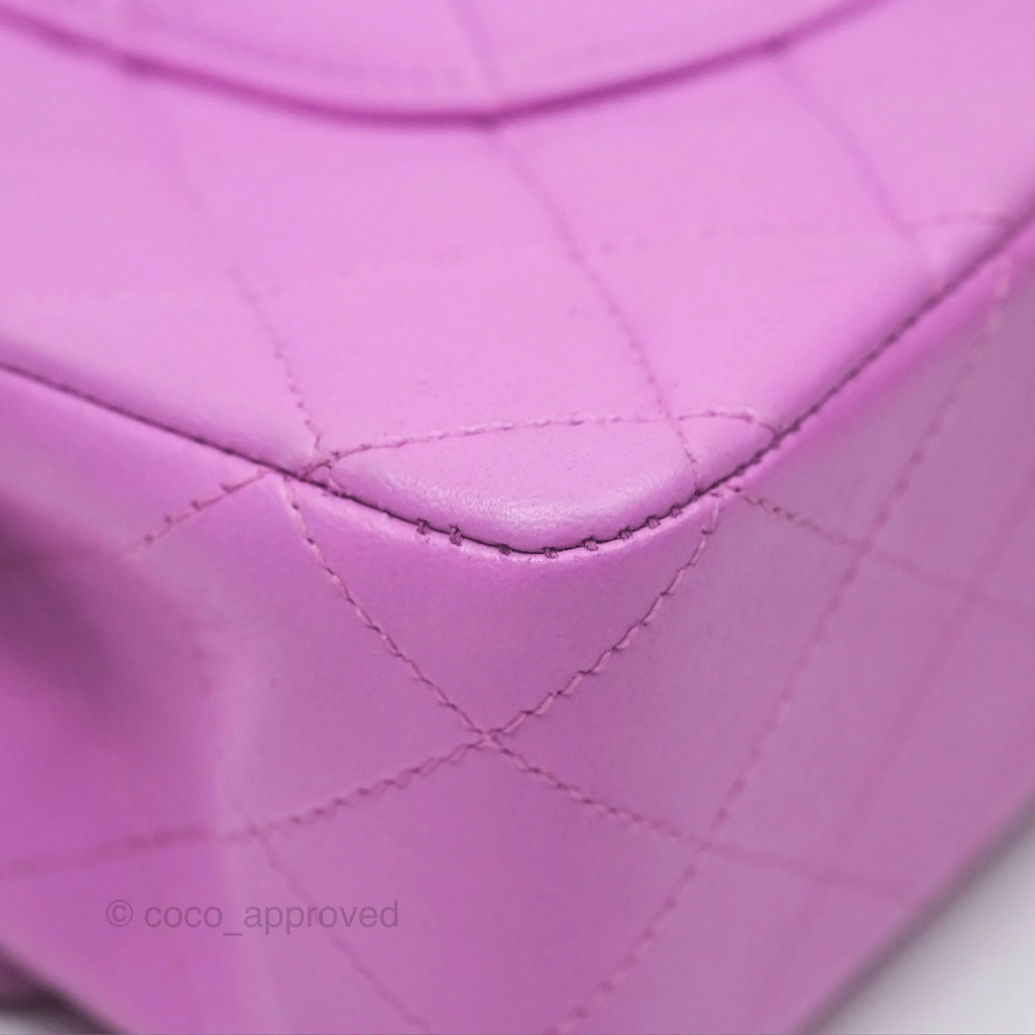 Chanel Medium Classic Flap Quilted Purple Lambskin Silver Hardware