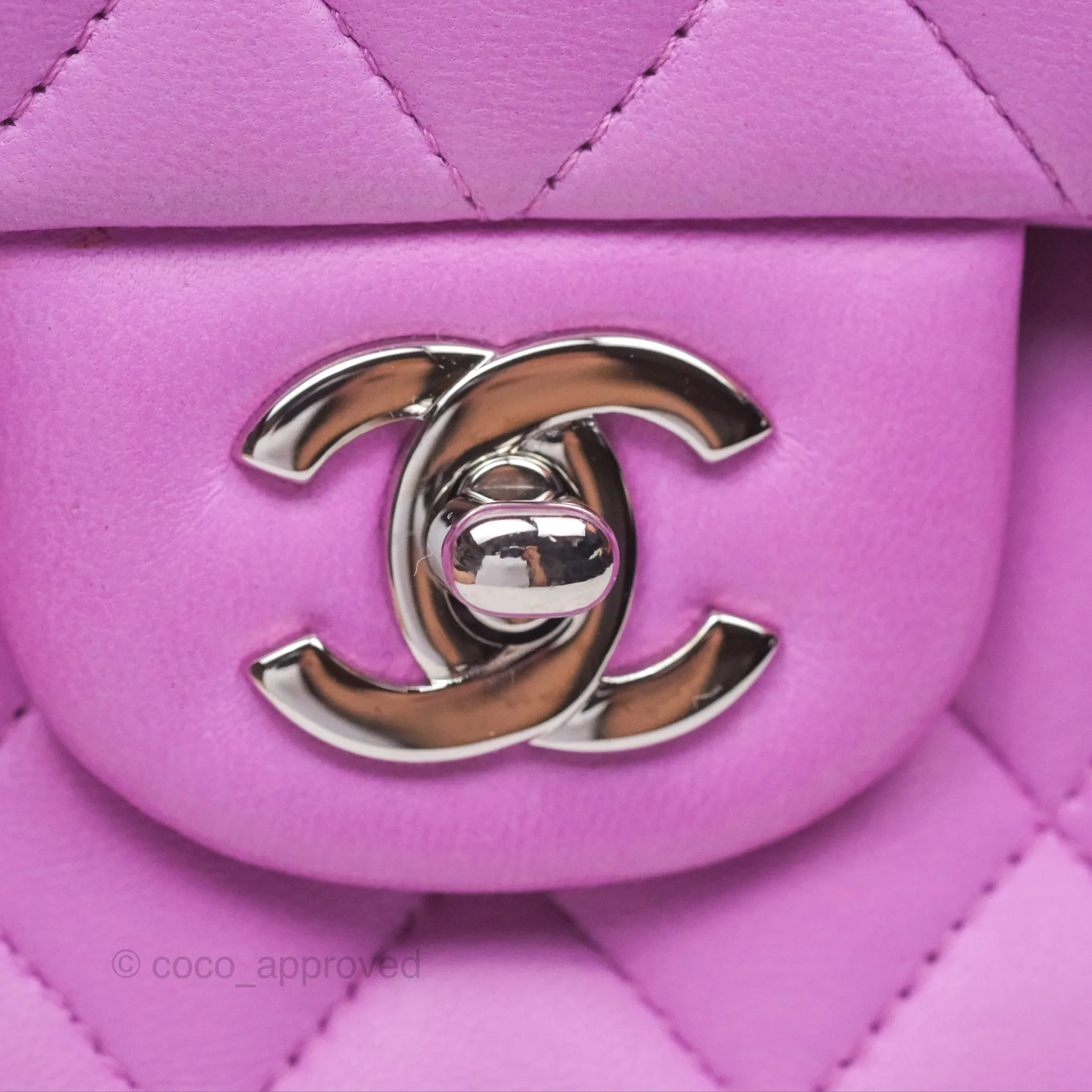 Chanel Medium Classic Flap Quilted Purple Lambskin Silver Hardware