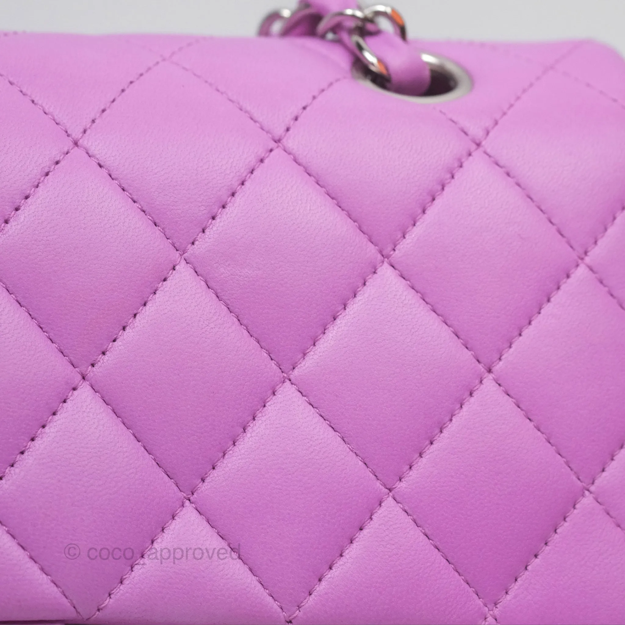 Chanel Medium Classic Flap Quilted Purple Lambskin Silver Hardware