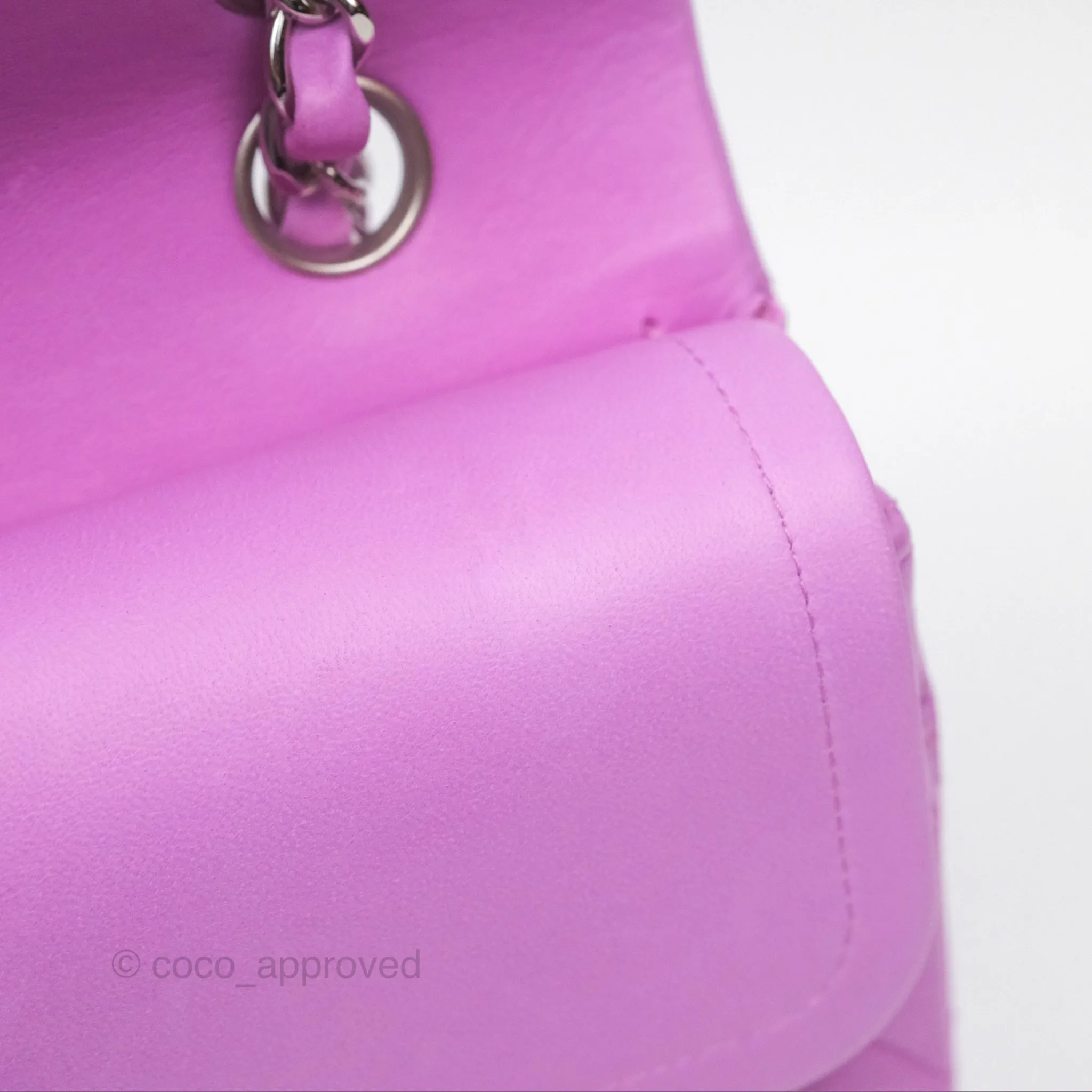 Chanel Medium Classic Flap Quilted Purple Lambskin Silver Hardware