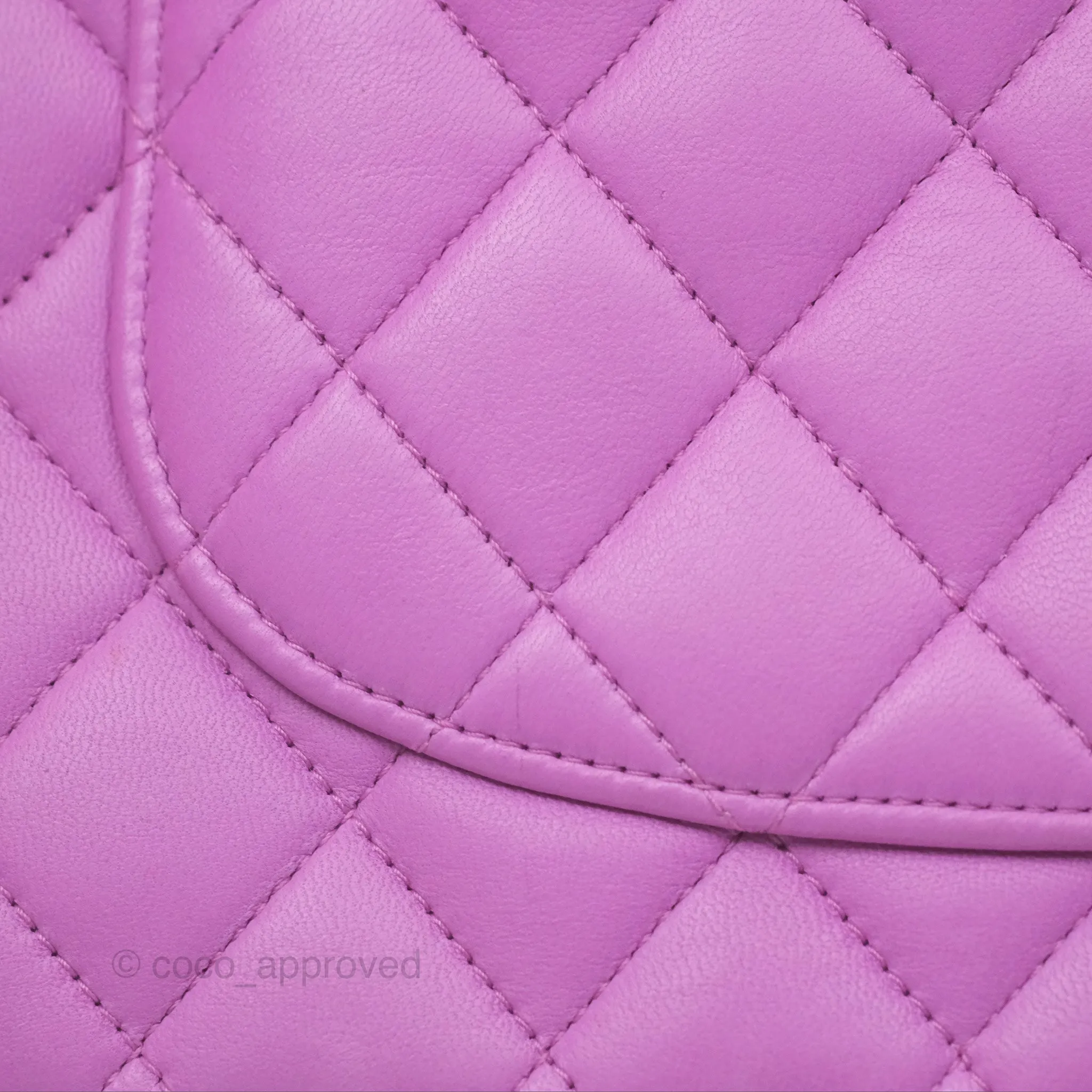 Chanel Medium Classic Flap Quilted Purple Lambskin Silver Hardware