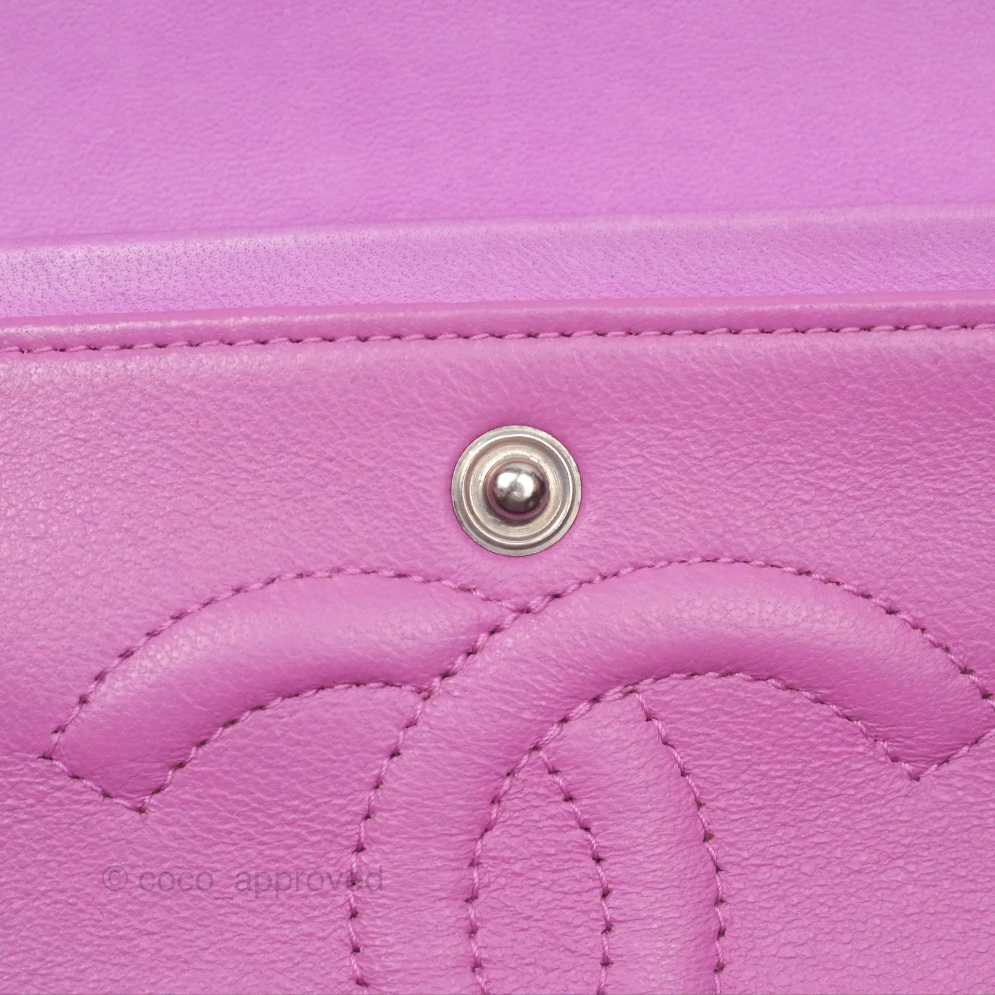 Chanel Medium Classic Flap Quilted Purple Lambskin Silver Hardware