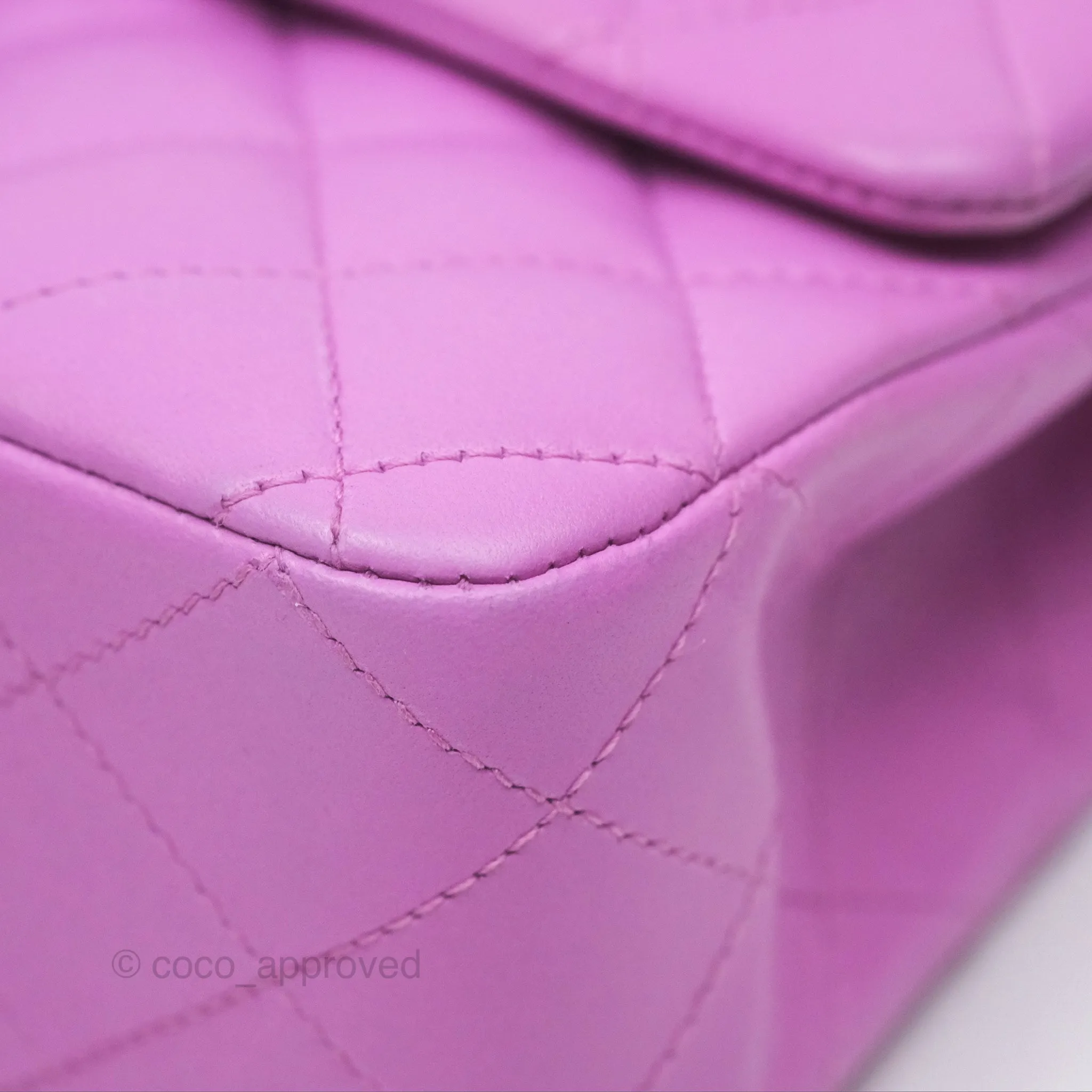 Chanel Medium Classic Flap Quilted Purple Lambskin Silver Hardware