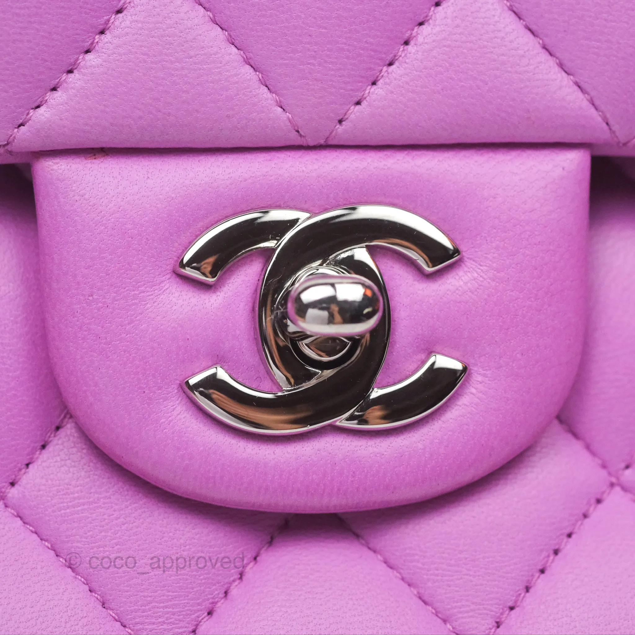 Chanel Medium Classic Flap Quilted Purple Lambskin Silver Hardware