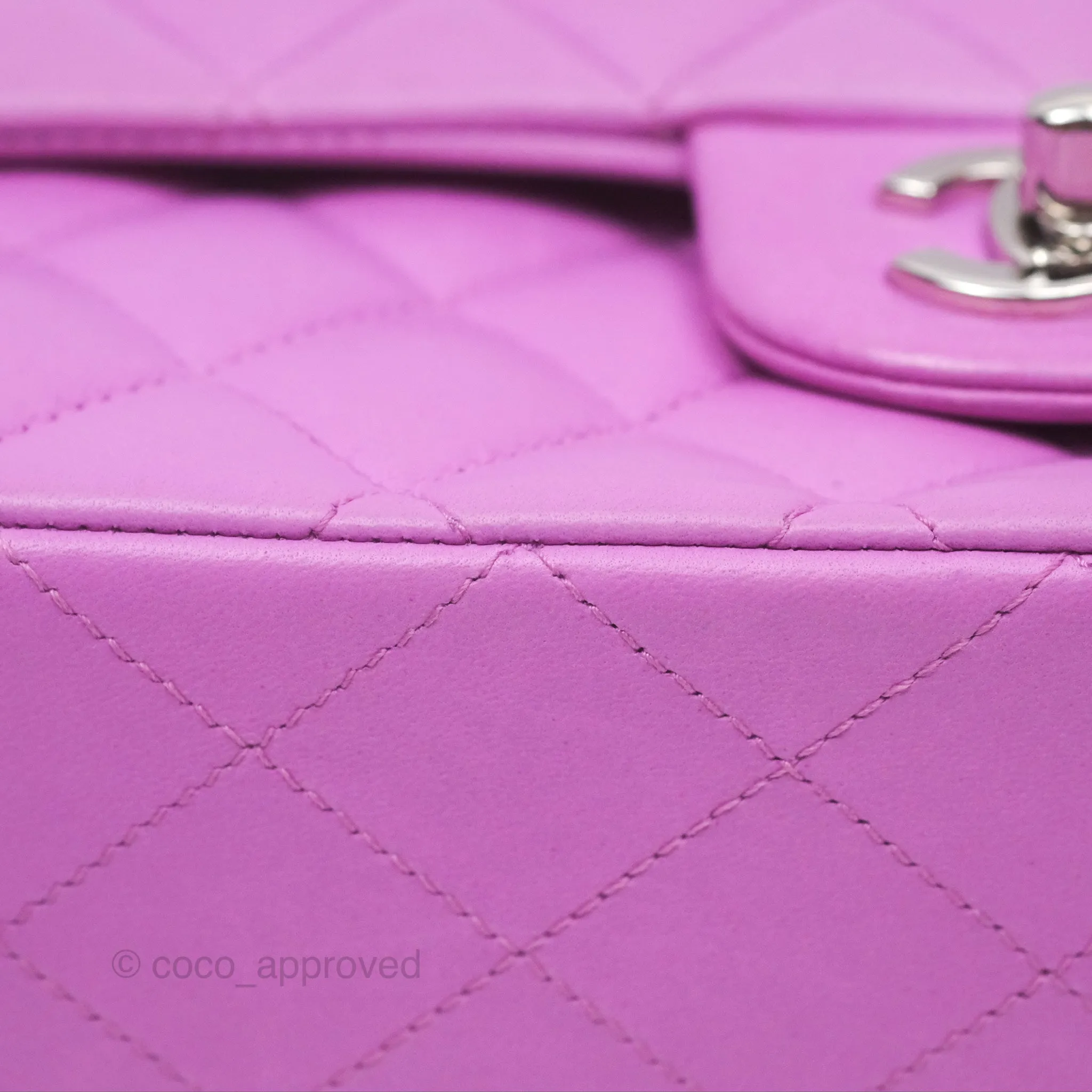 Chanel Medium Classic Flap Quilted Purple Lambskin Silver Hardware