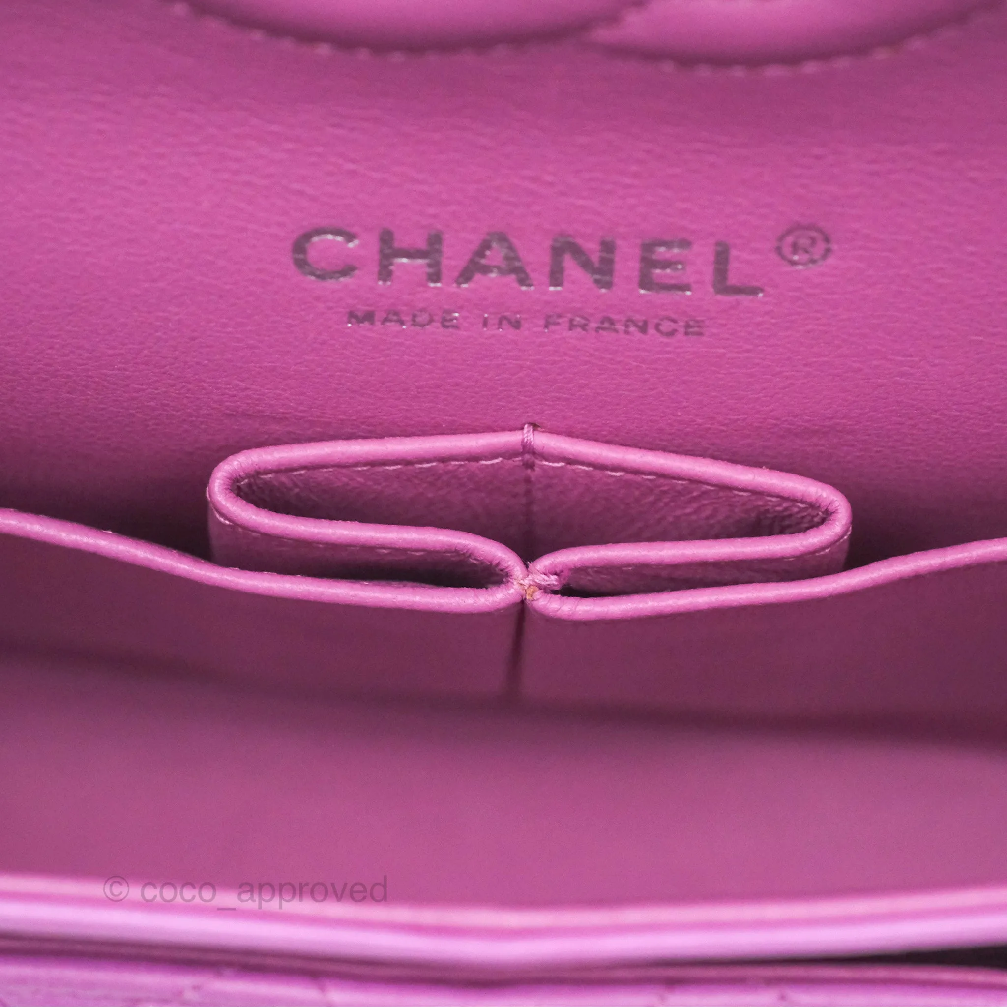 Chanel Medium Classic Flap Quilted Purple Lambskin Silver Hardware