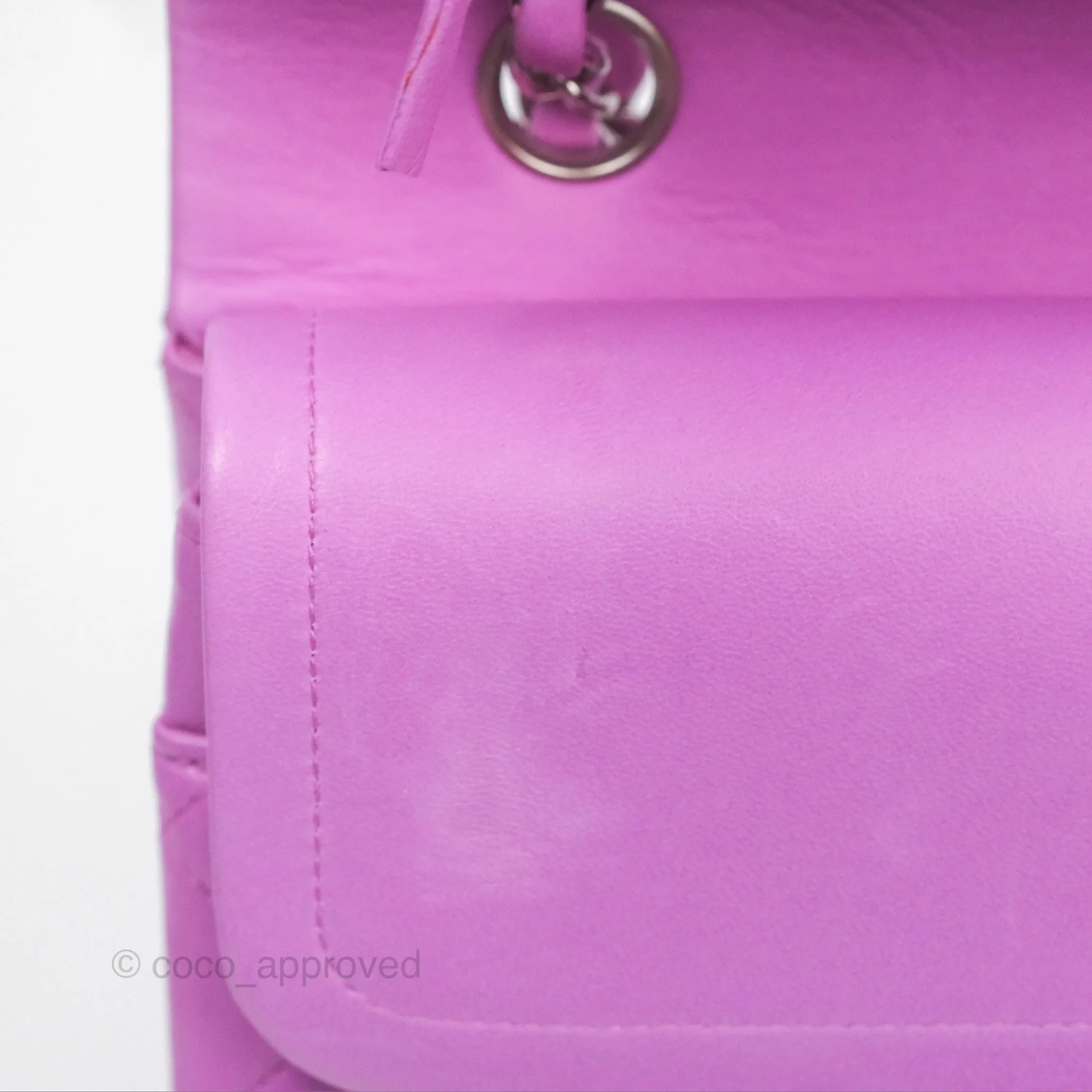 Chanel Medium Classic Flap Quilted Purple Lambskin Silver Hardware