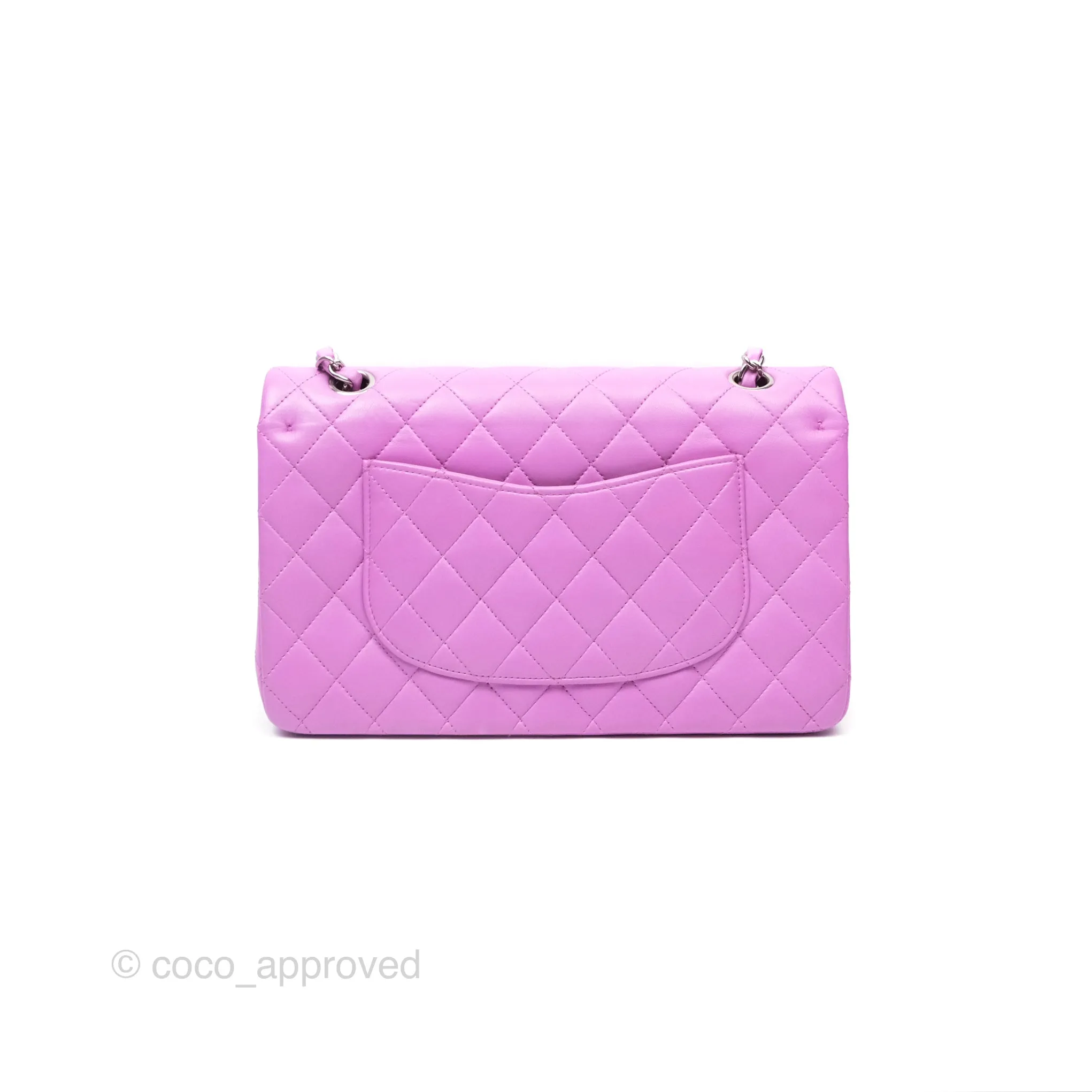 Chanel Medium Classic Flap Quilted Purple Lambskin Silver Hardware