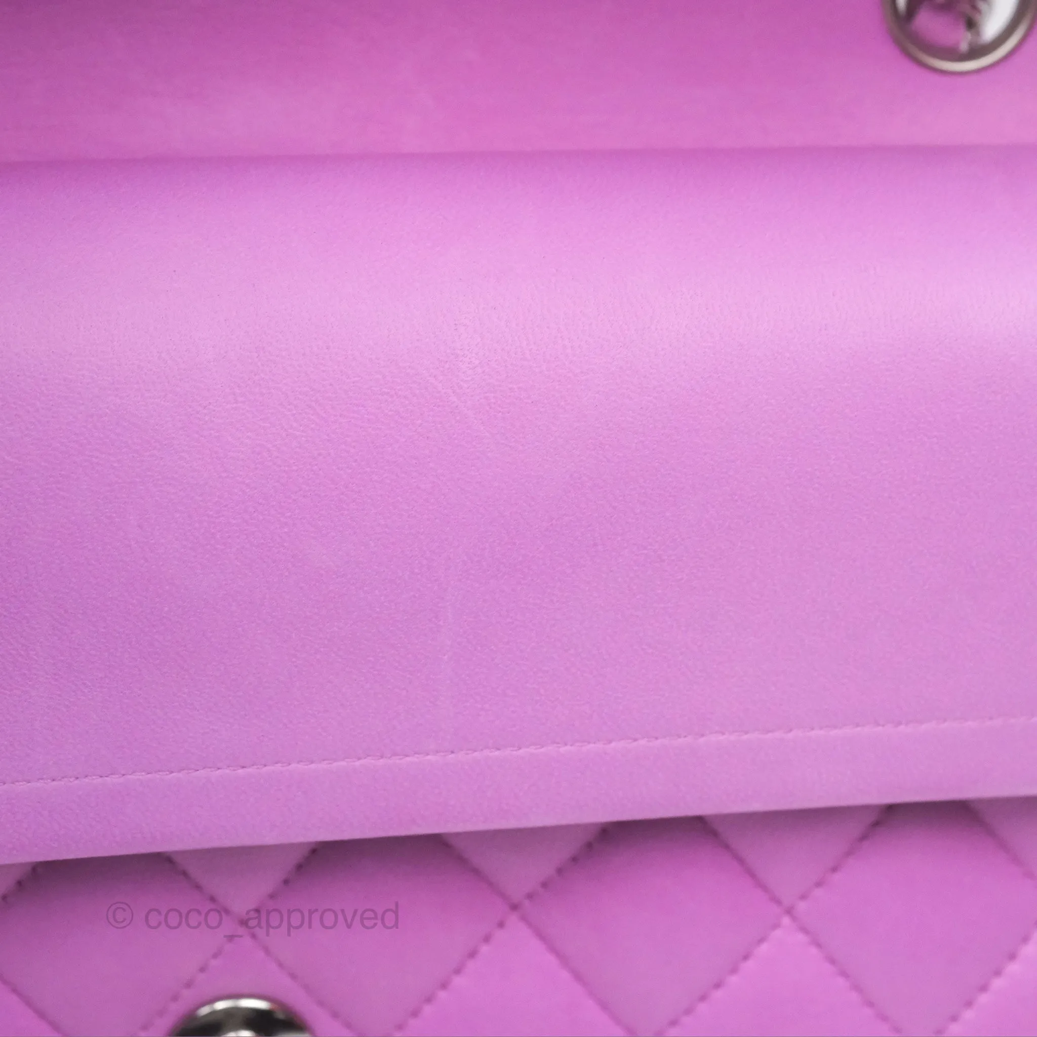 Chanel Medium Classic Flap Quilted Purple Lambskin Silver Hardware