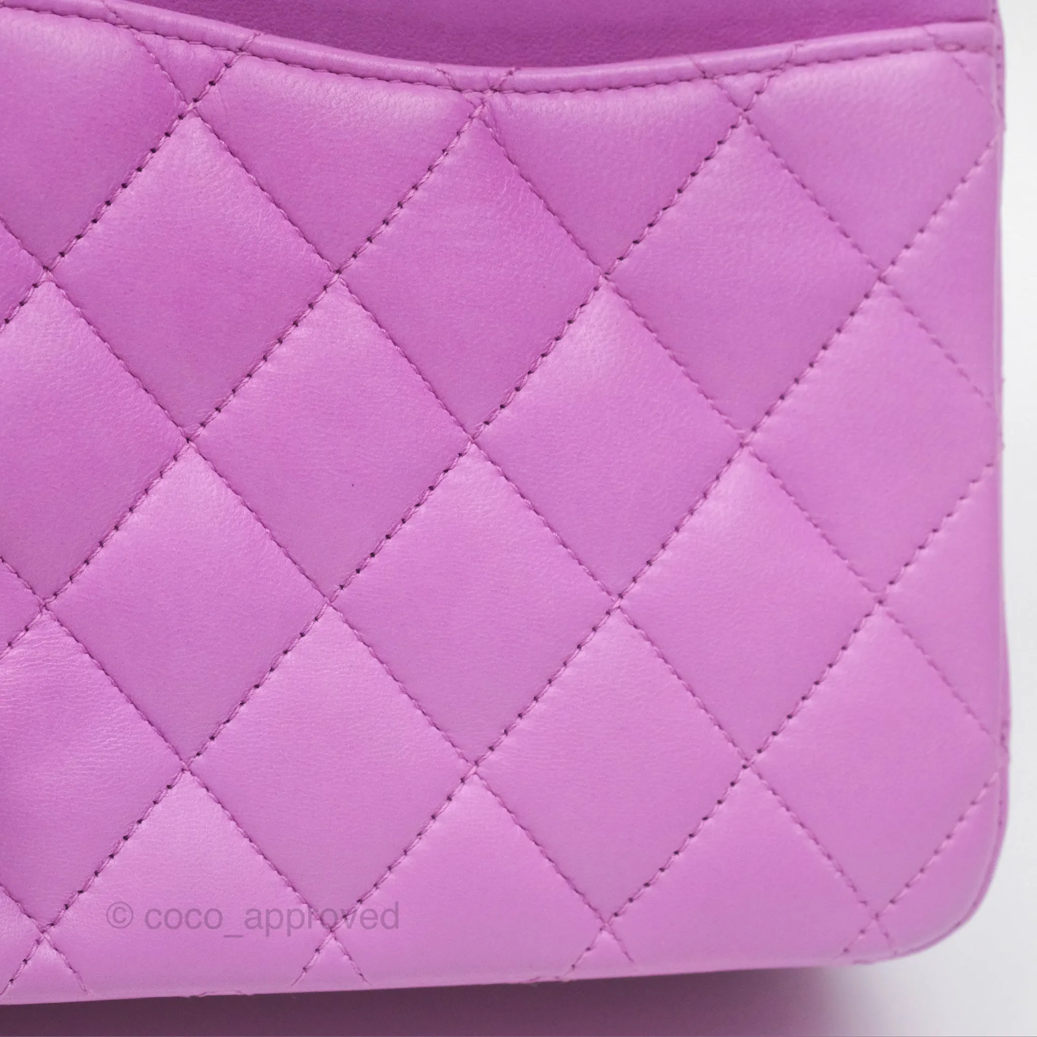 Chanel Medium Classic Flap Quilted Purple Lambskin Silver Hardware