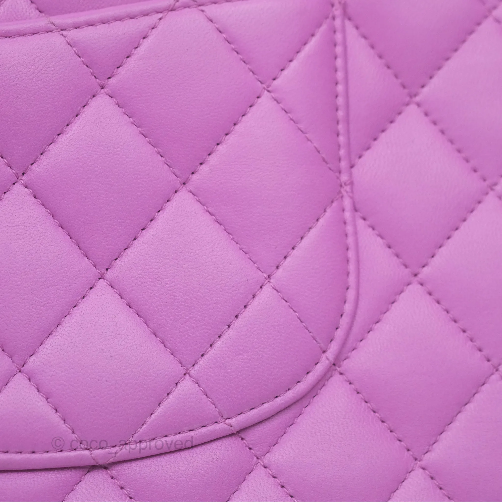 Chanel Medium Classic Flap Quilted Purple Lambskin Silver Hardware