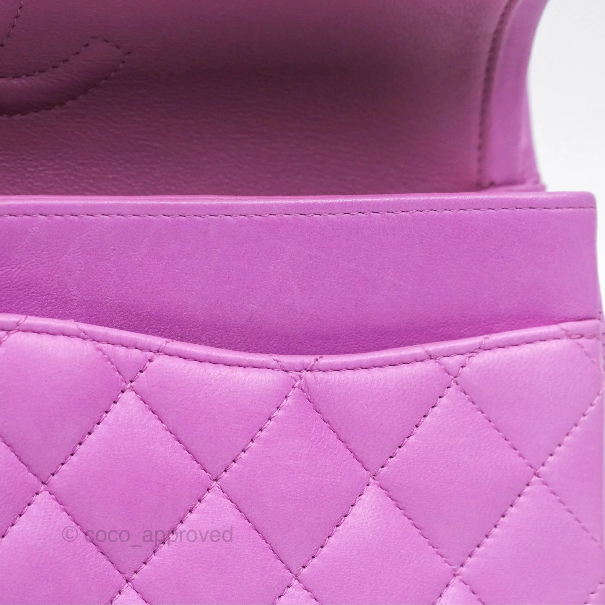 Chanel Medium Classic Flap Quilted Purple Lambskin Silver Hardware