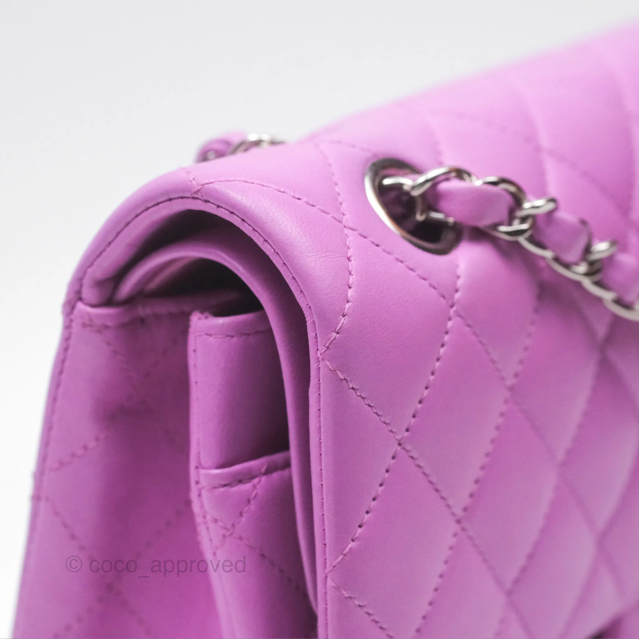 Chanel Medium Classic Flap Quilted Purple Lambskin Silver Hardware
