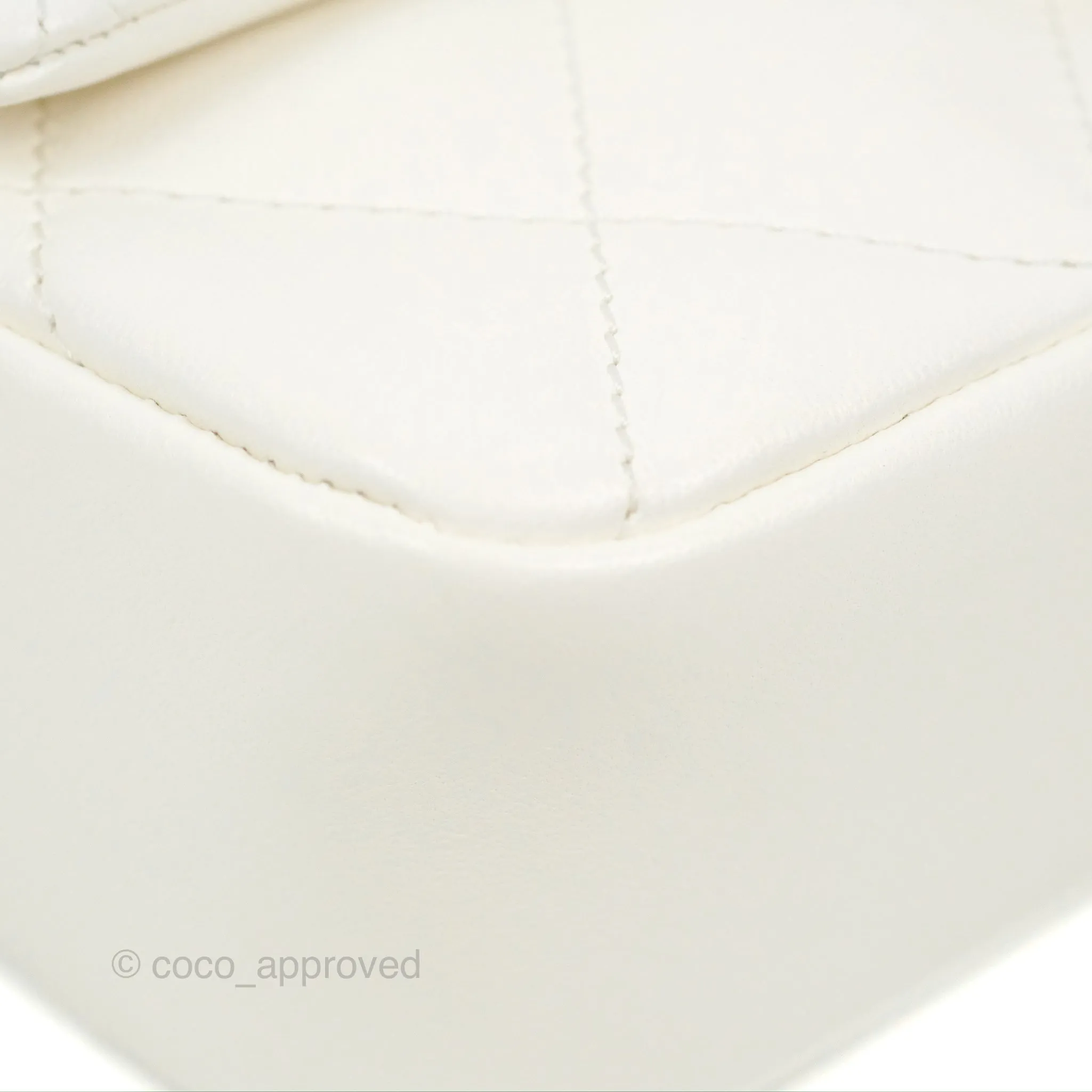 Chanel Mini Flap Bag With Heart CC Charm White Lambskin Aged Gold Hardware