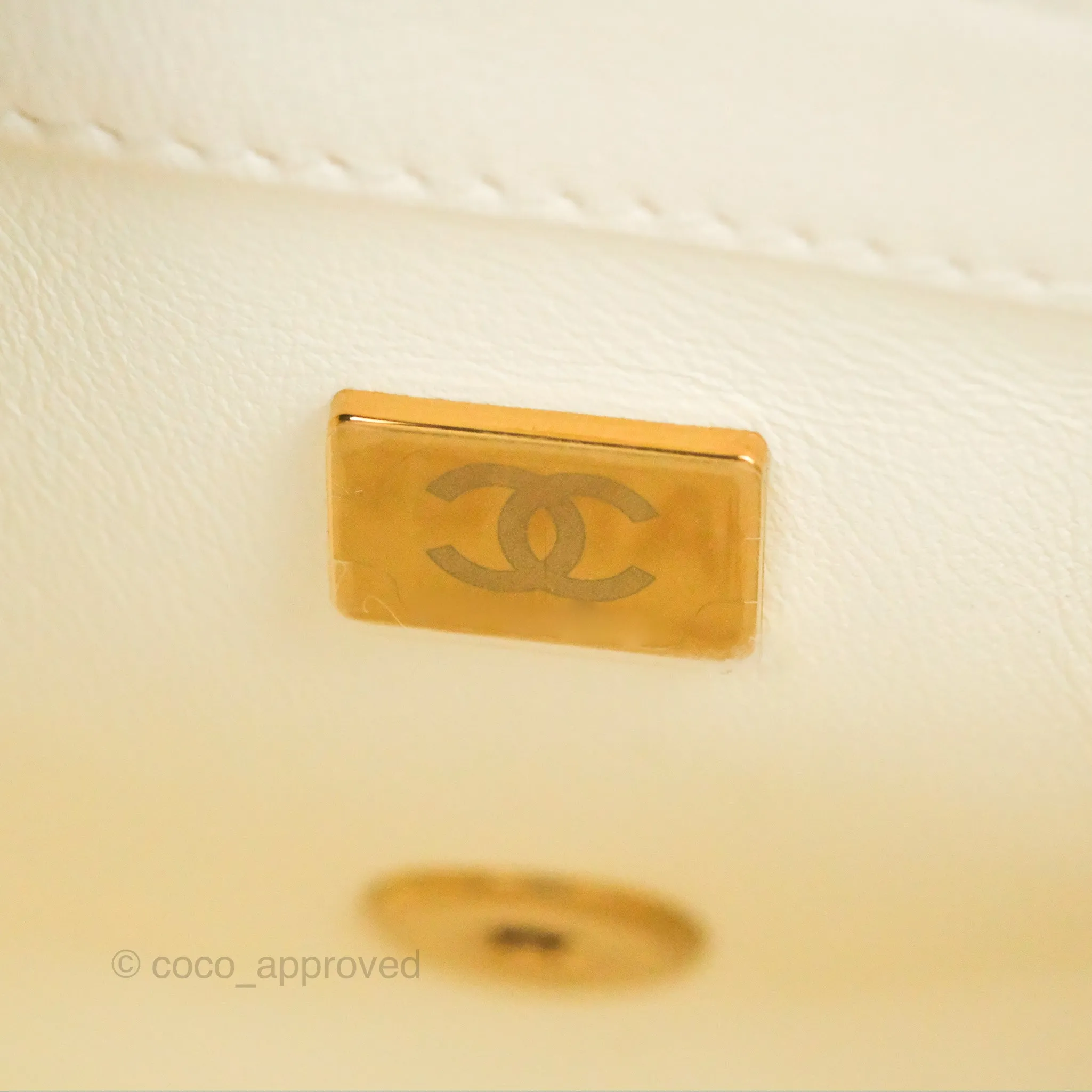 Chanel Mini Flap Bag With Heart CC Charm White Lambskin Aged Gold Hardware