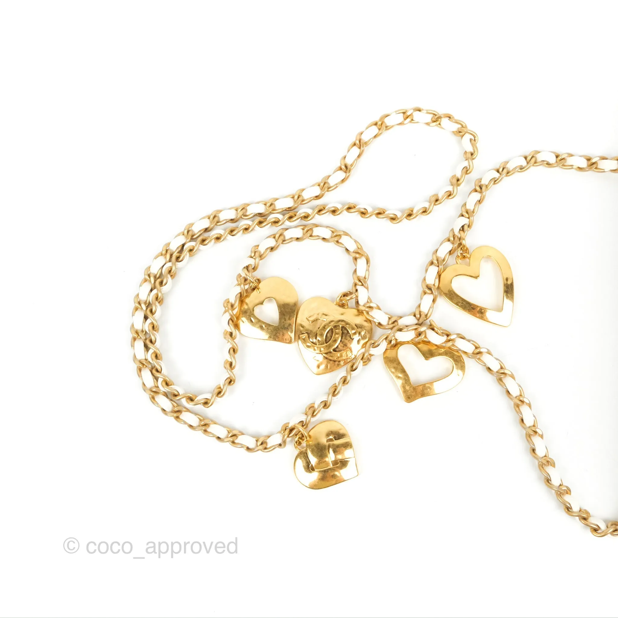 Chanel Mini Flap Bag With Heart CC Charm White Lambskin Aged Gold Hardware