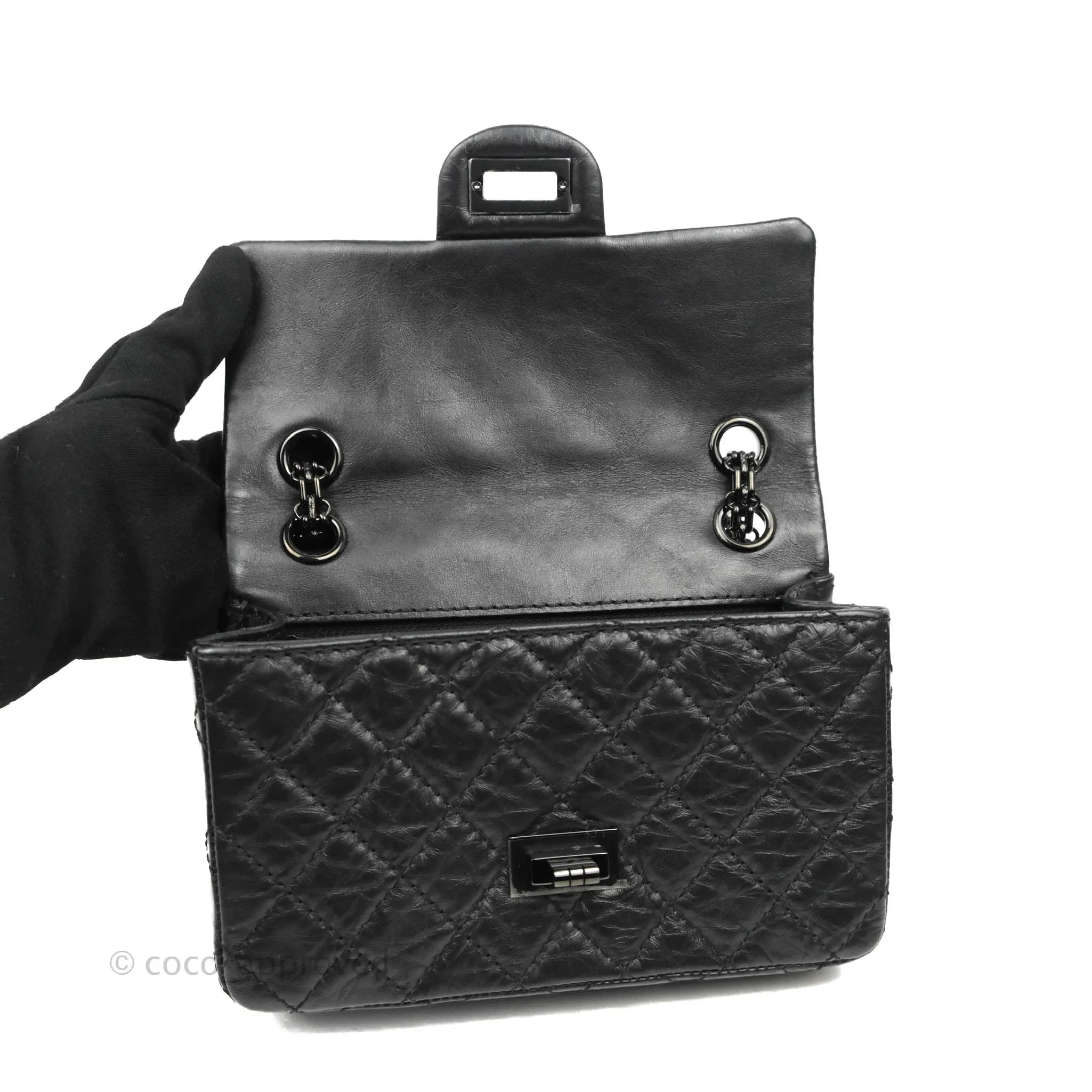 Chanel Mini Reissue 224 So Black Aged Calfskin Black Hardware