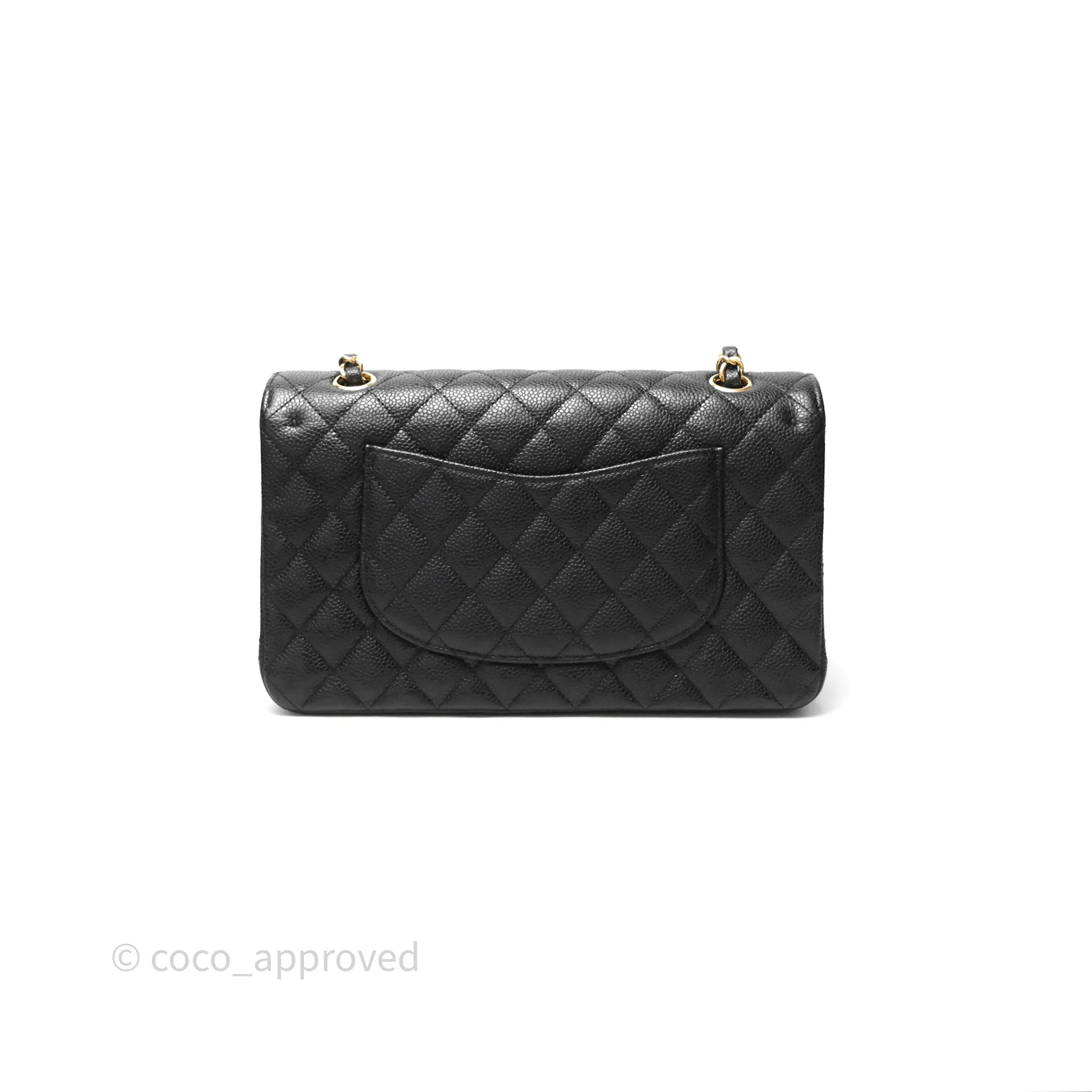 Chanel M/L Medium Classic Flap Quilted Black Caviar Gold Hardware