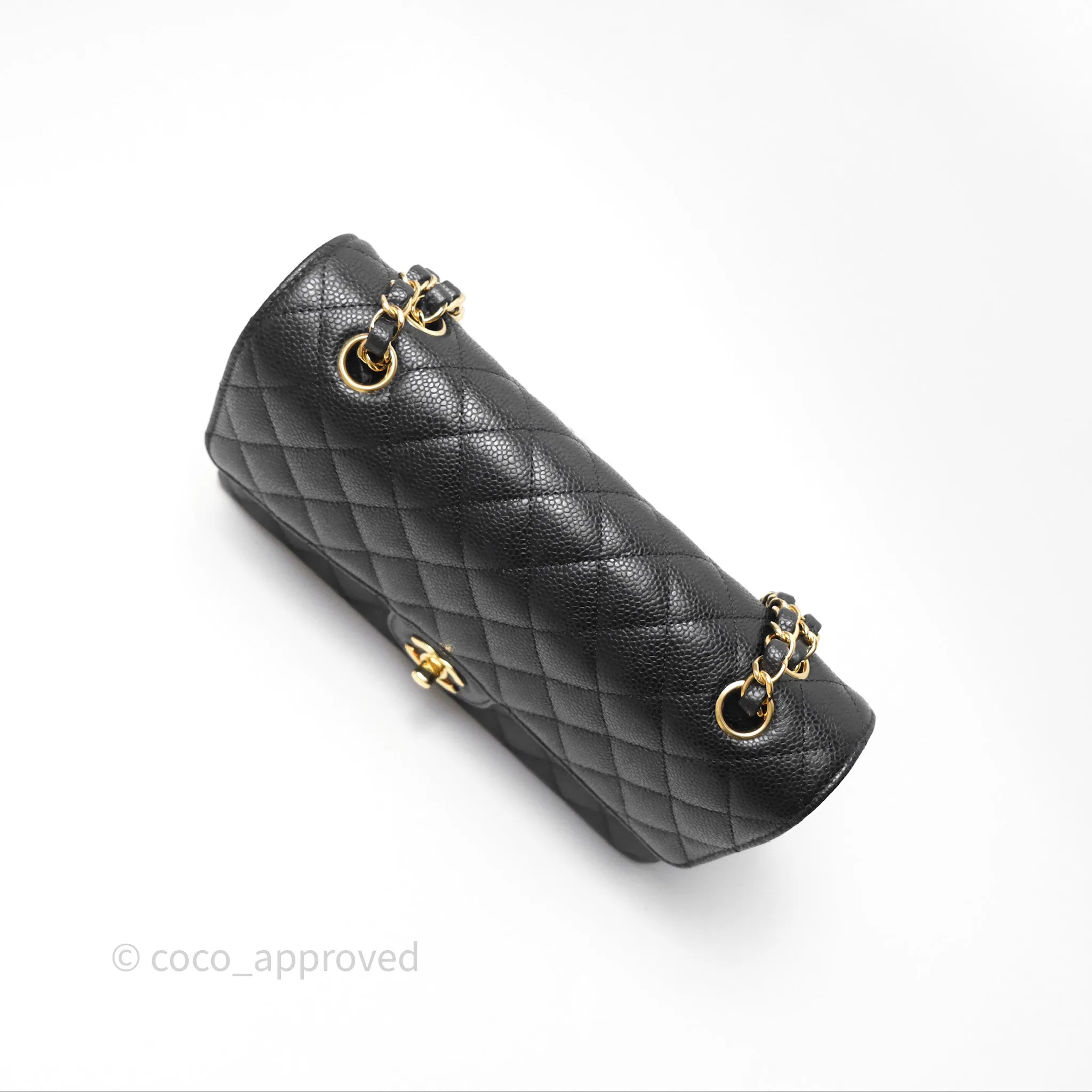 Chanel M/L Medium Classic Flap Quilted Black Caviar Gold Hardware