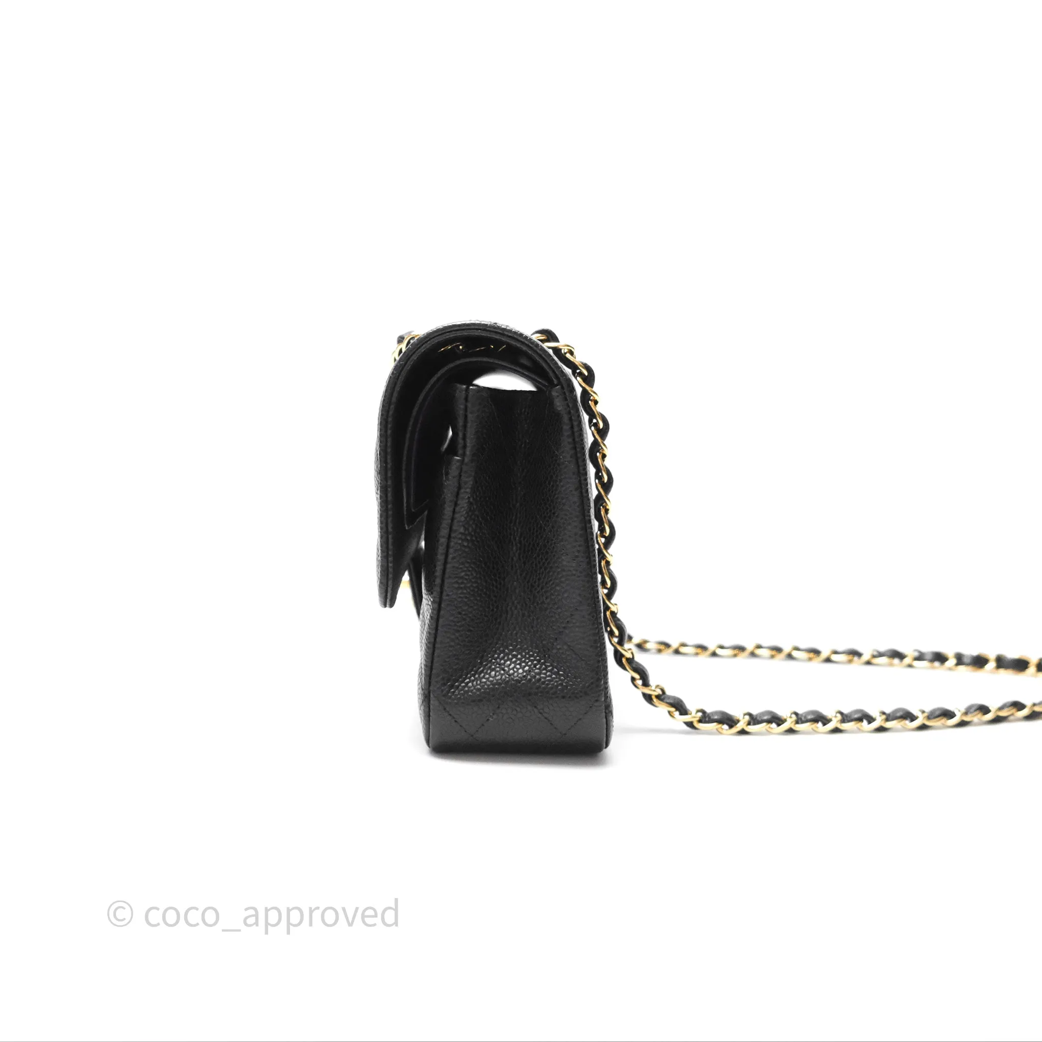 Chanel M/L Medium Classic Flap Quilted Black Caviar Gold Hardware