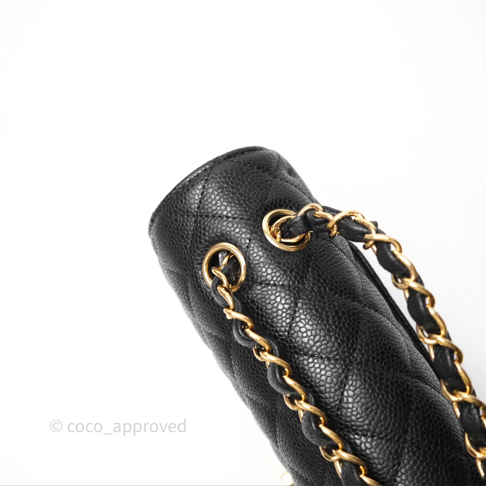 Chanel M/L Medium Classic Flap Quilted Black Caviar Gold Hardware