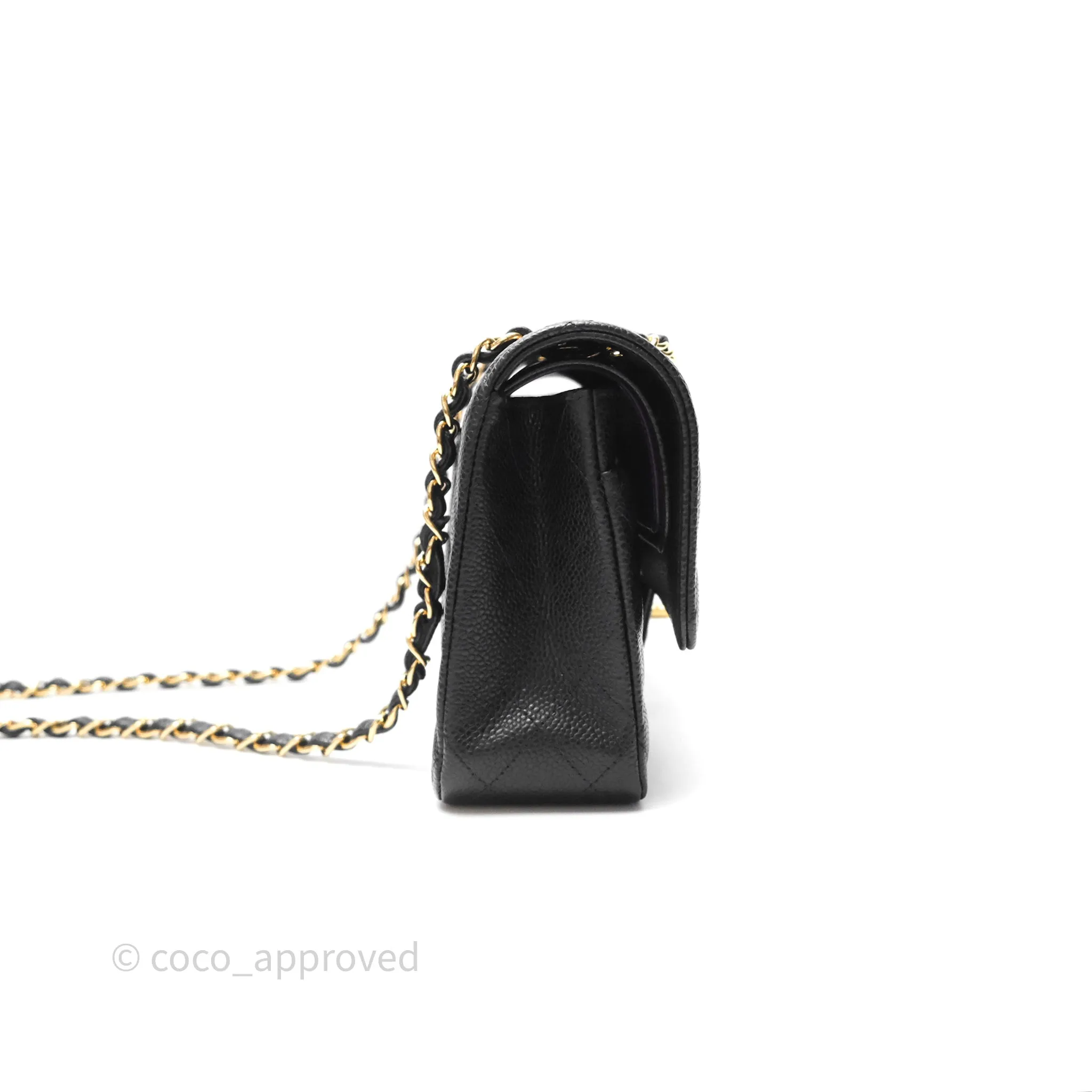 Chanel M/L Medium Classic Flap Quilted Black Caviar Gold Hardware