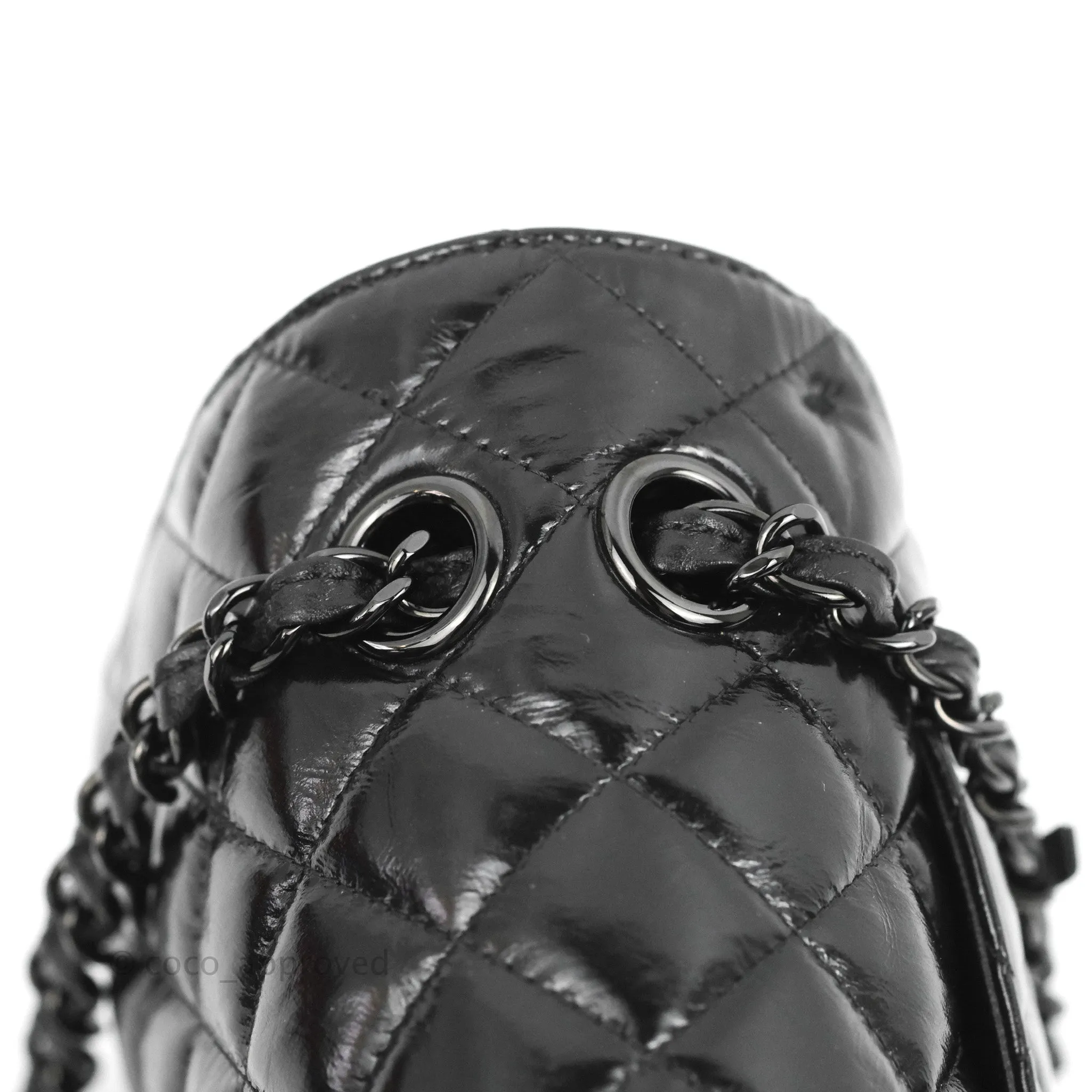 Chanel M/L Medium Classic Quilted Flap So Black Shiny Crumpled Calfskin
