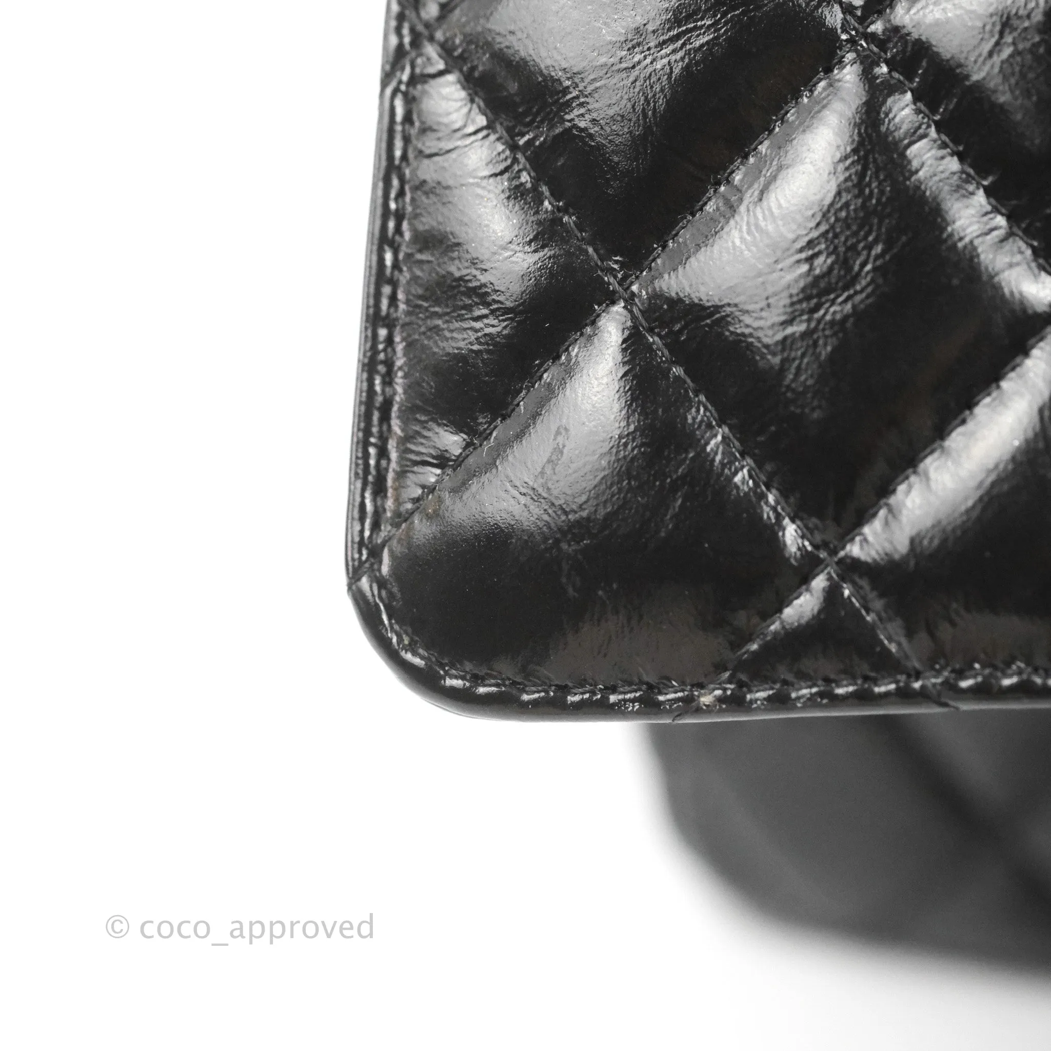 Chanel M/L Medium Classic Quilted Flap So Black Shiny Crumpled Calfskin