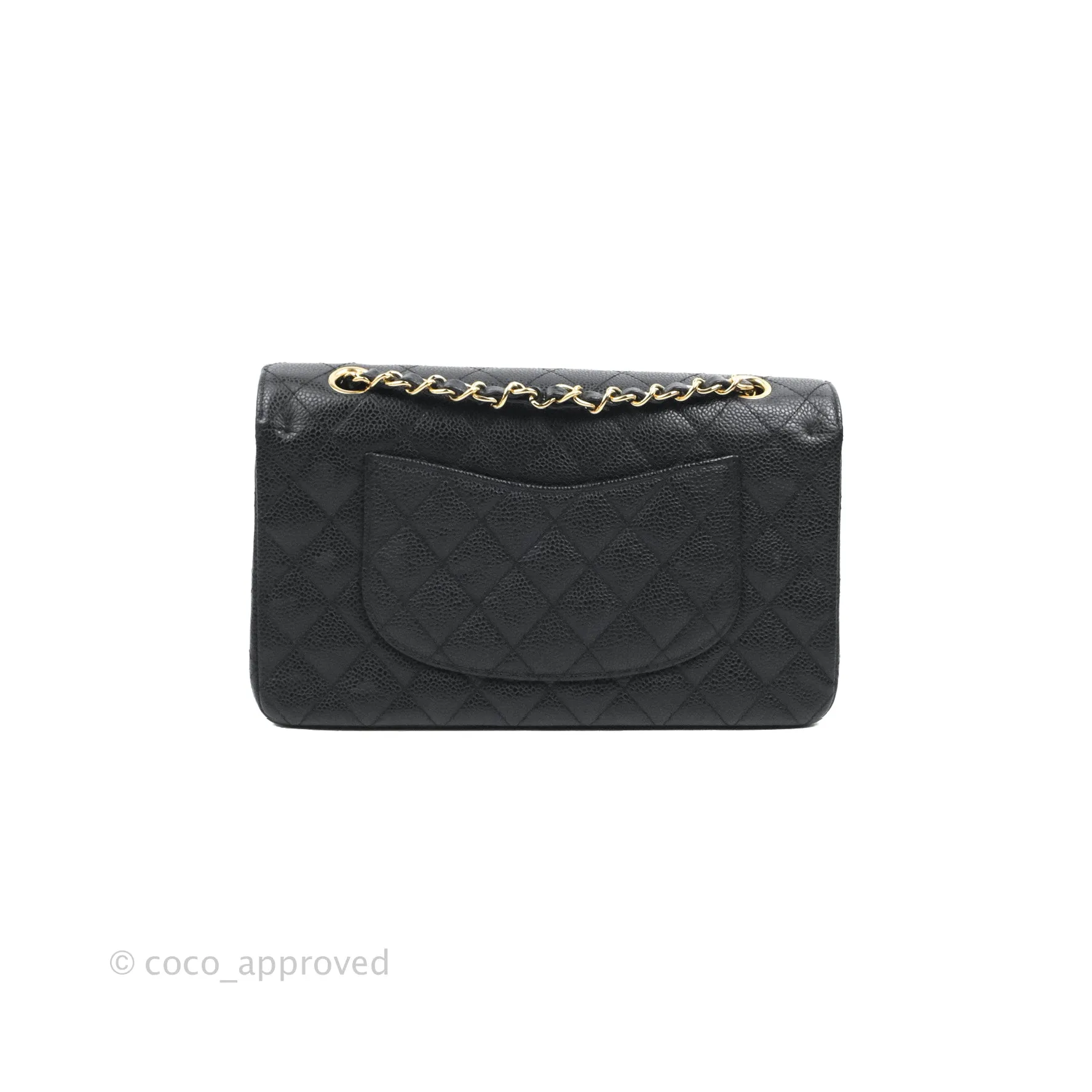 Chanel Quilted Classic M/L Medium Flap Black Caviar Gold Hardware