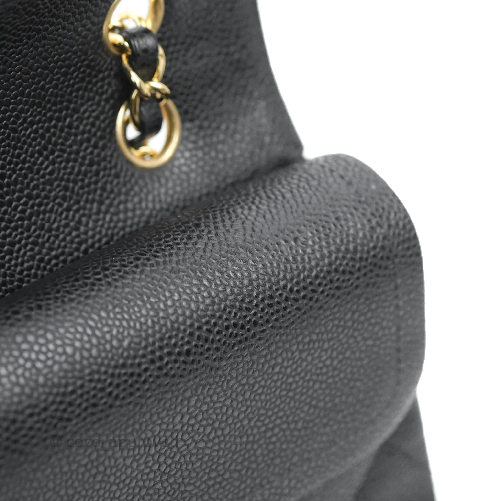 Chanel Quilted Classic M/L Medium Flap Black Caviar Gold Hardware