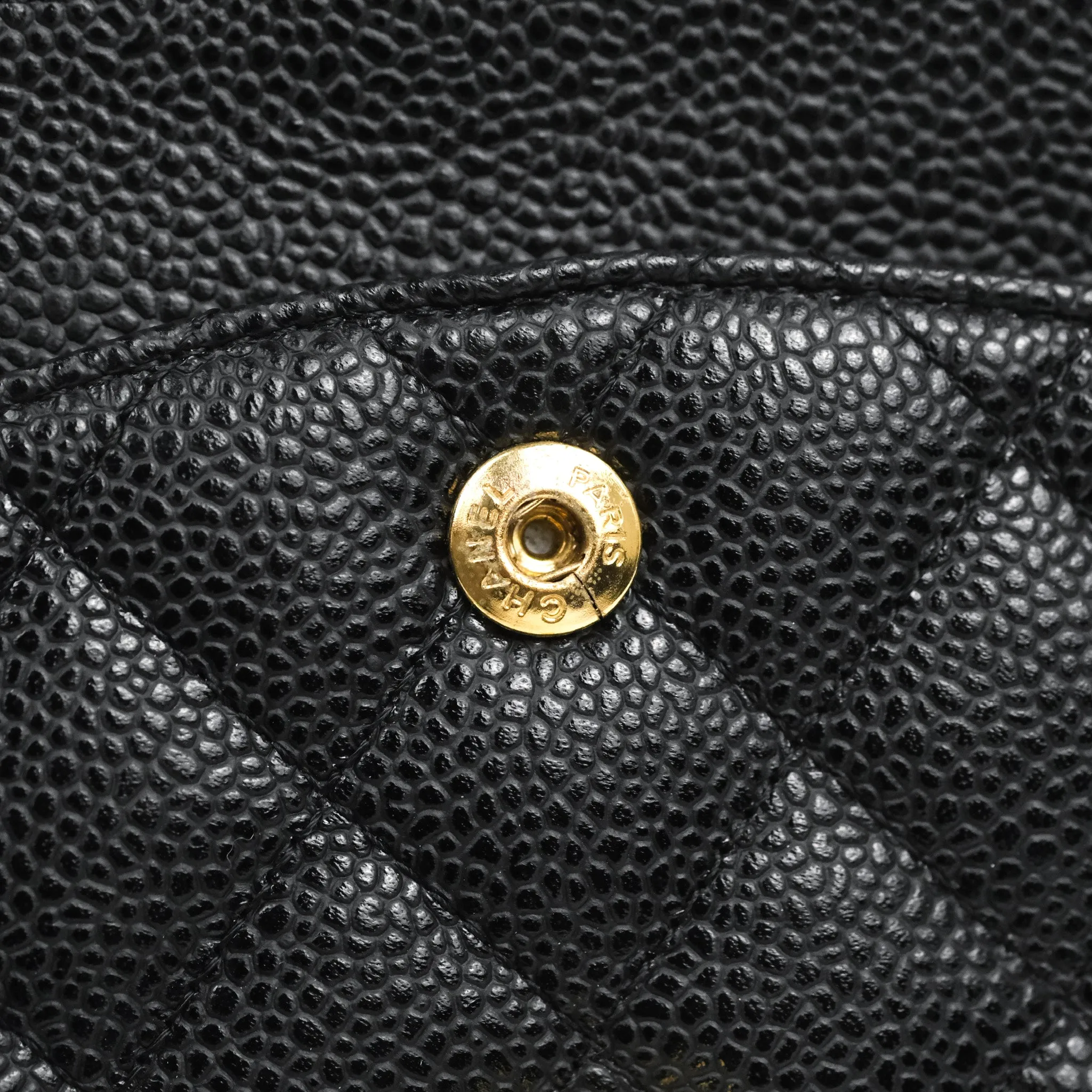 Chanel Quilted Classic M/L Medium Flap Black Caviar Gold Hardware