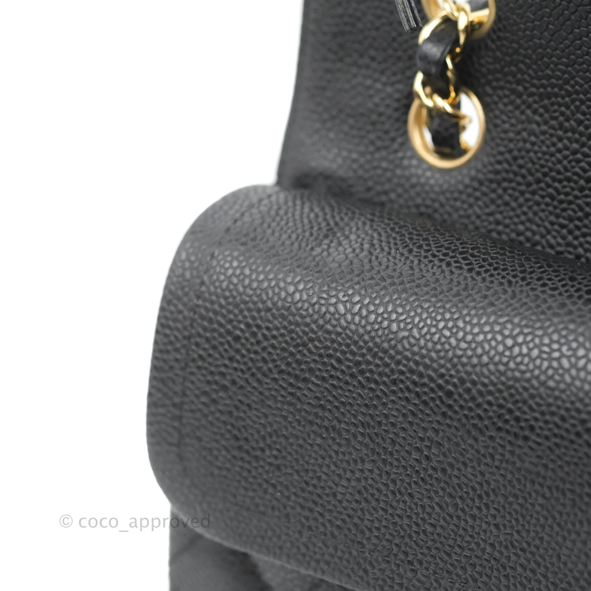 Chanel Quilted Classic M/L Medium Flap Black Caviar Gold Hardware