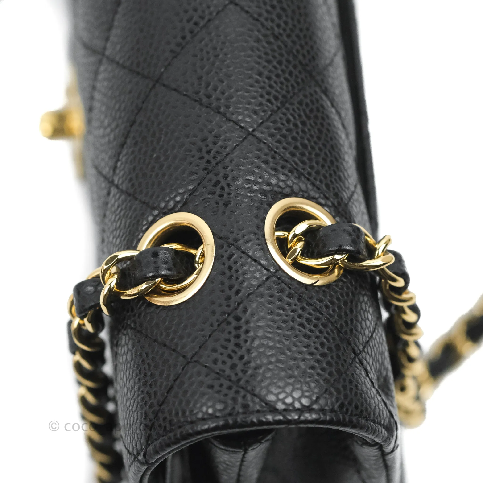 Chanel Quilted Classic M/L Medium Flap Black Caviar Gold Hardware