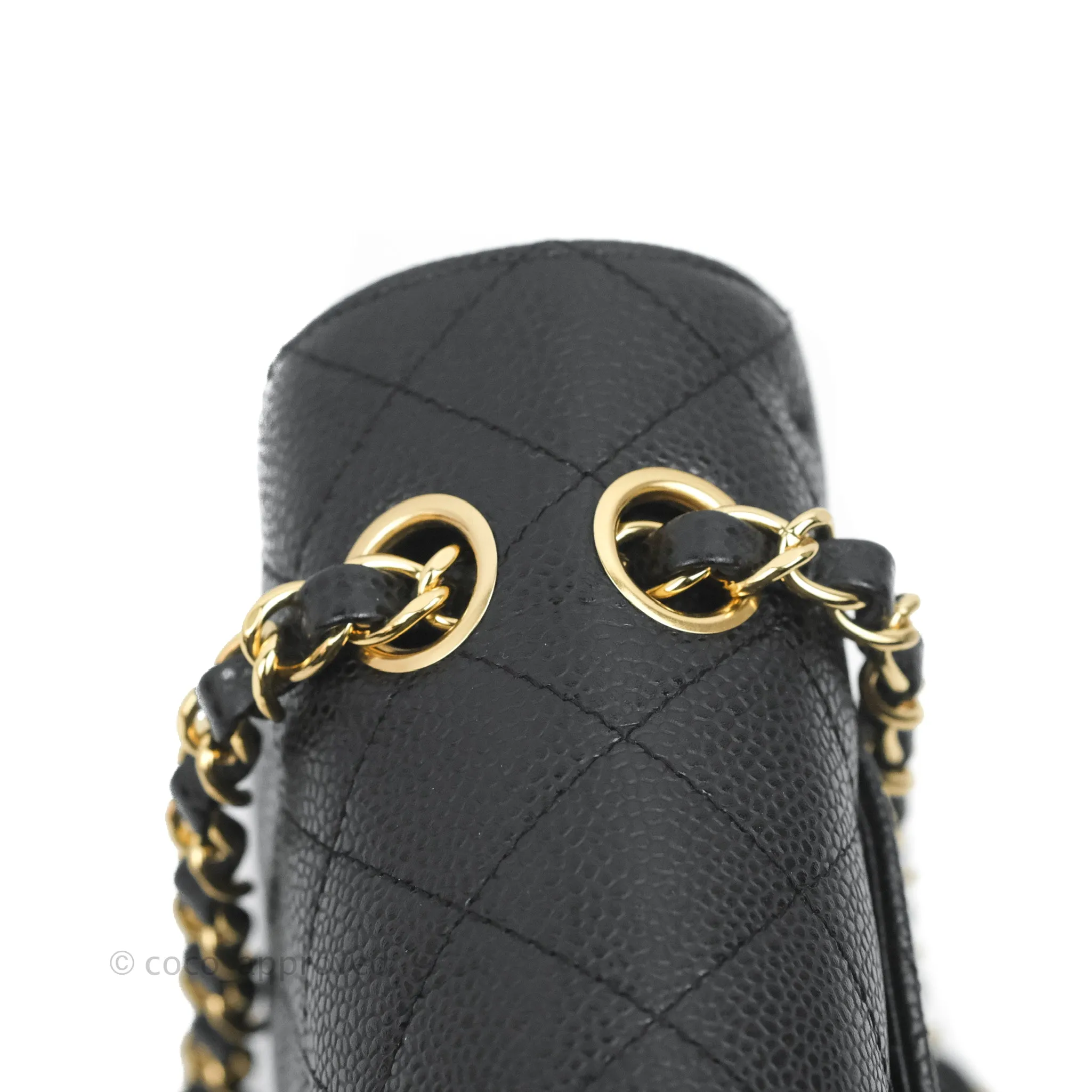 Chanel Quilted Classic M/L Medium Flap Black Caviar Gold Hardware