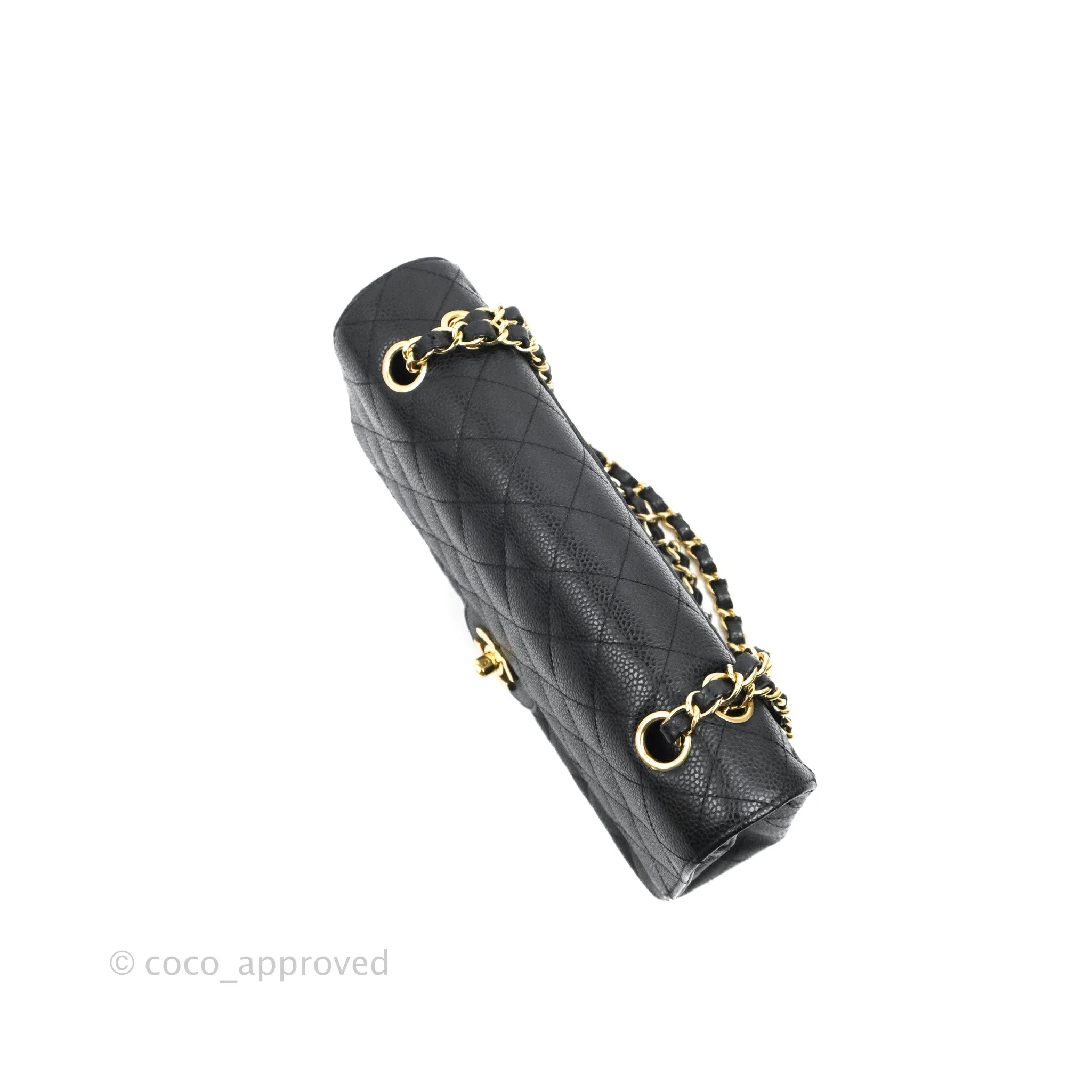 Chanel Quilted Classic M/L Medium Flap Black Caviar Gold Hardware
